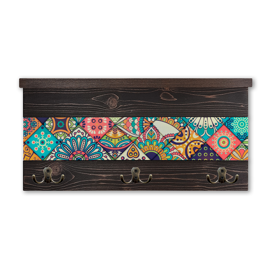 Изображение товара Настенная полка Дом Корлеоне Арабская плитка 63x34x16 см сосна темный дизайн