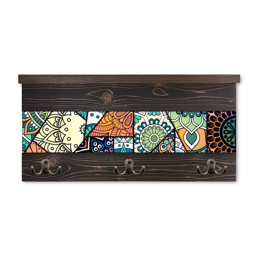 Изображение товара Настенная полка Дом Корлеоне Зеленый калейдоскоп 63x34x16 см из массива сосны