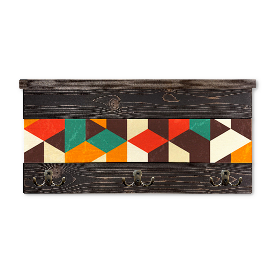 Изображение товара Настенная полка Дом Корлеоне Брандо 63x34x16 см из сосны с крючками