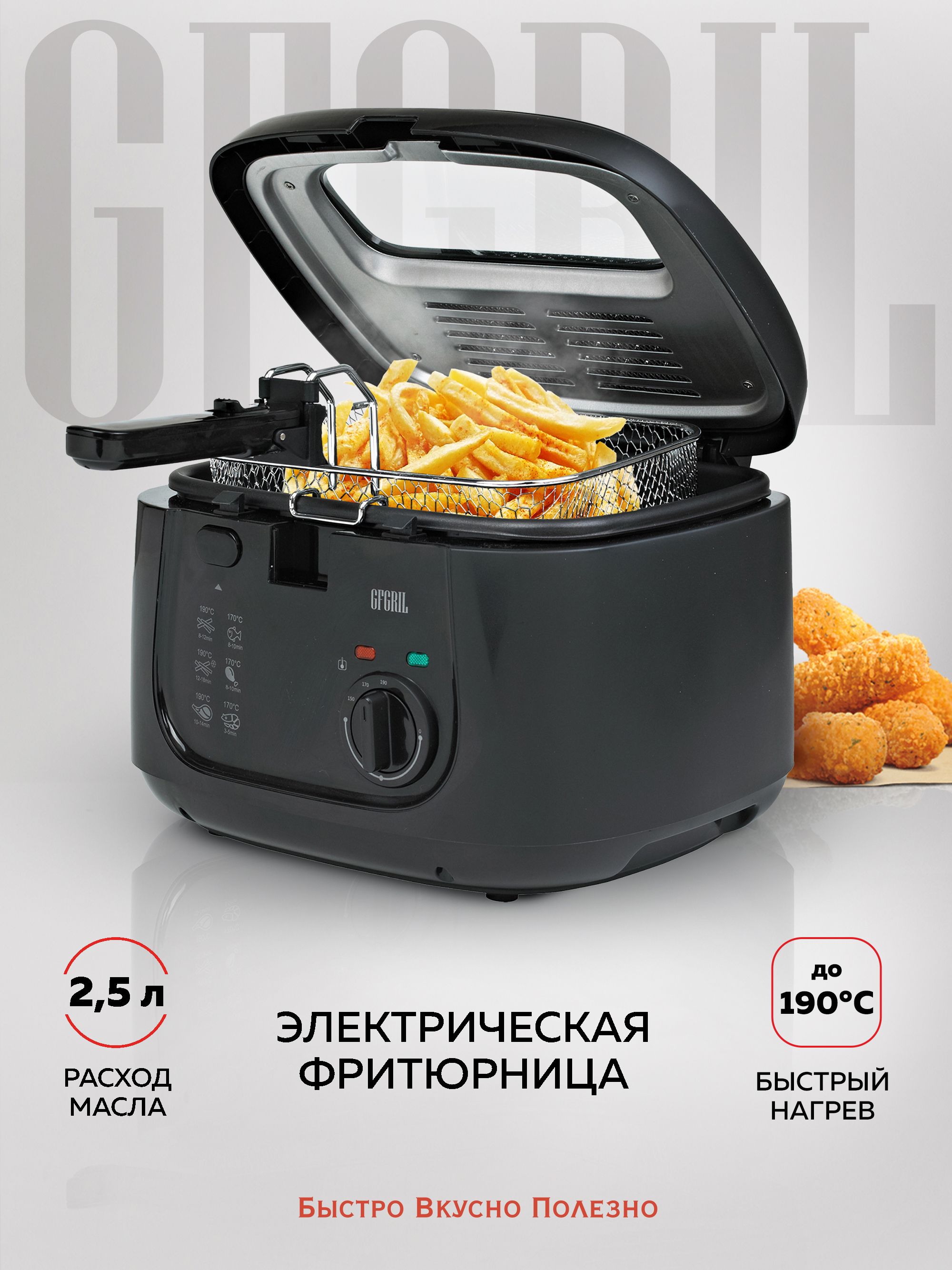 Изображение товара Электрическая фритюрница Gfgril GFF-05 COMPACT 1800 Вт черный корпус компактная