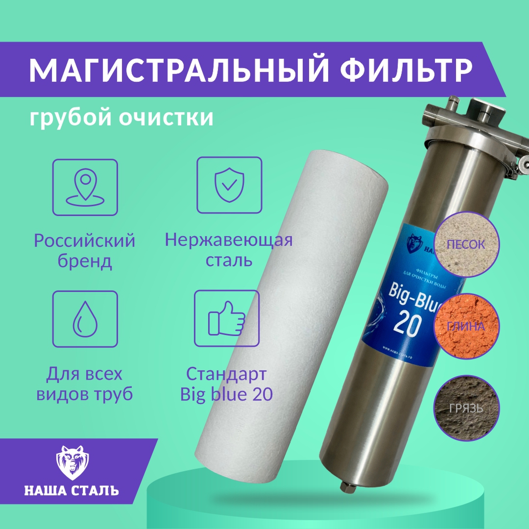 Изображение товара Фильтр грубой очистки Наша сталь BB20 из нержавеющей стали для горячей и холодной воды