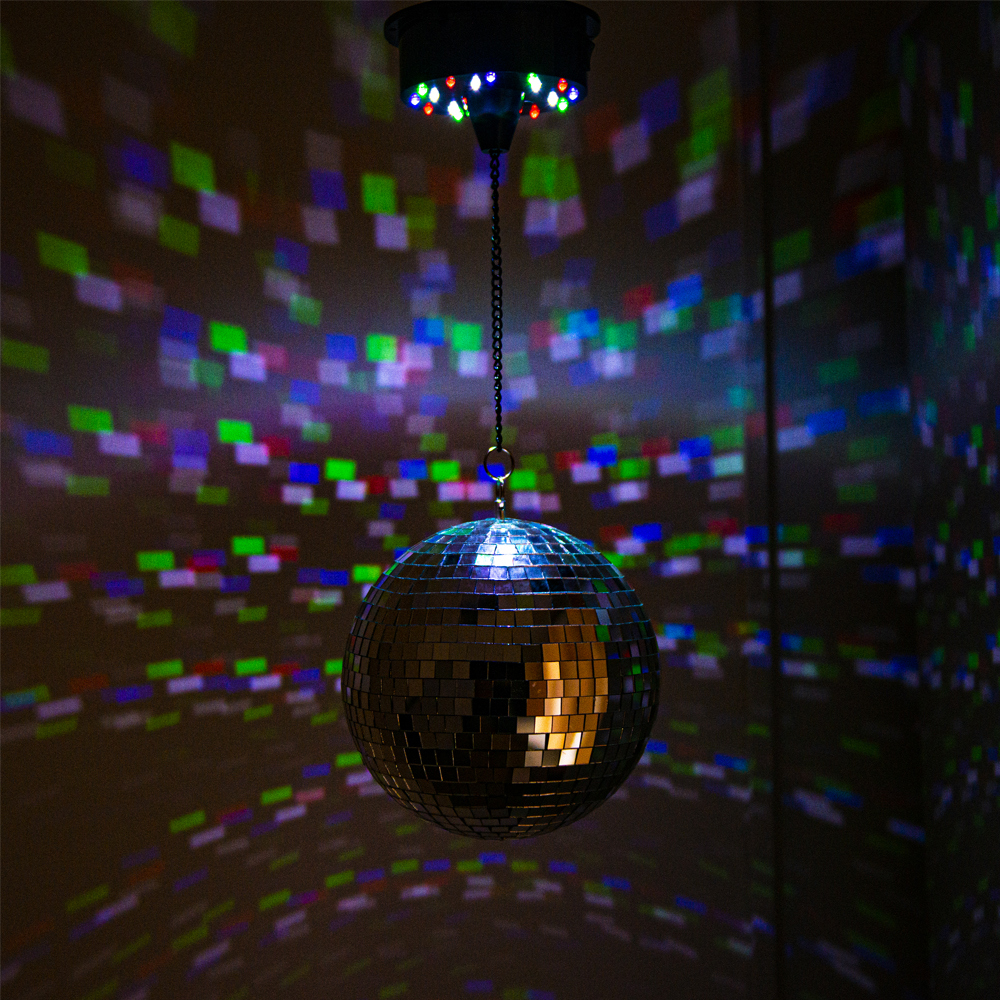 Изображение товара Зеркальный вращающийся шар Rainbow B52 d20см светодиодная подсветка 3хАА не в комплекте