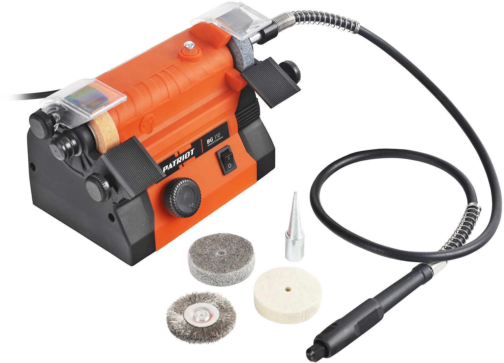 Изображение товара Точильный станок Patriot BG 110 100 Вт с регулировкой скорости и двухдисковым комплектом