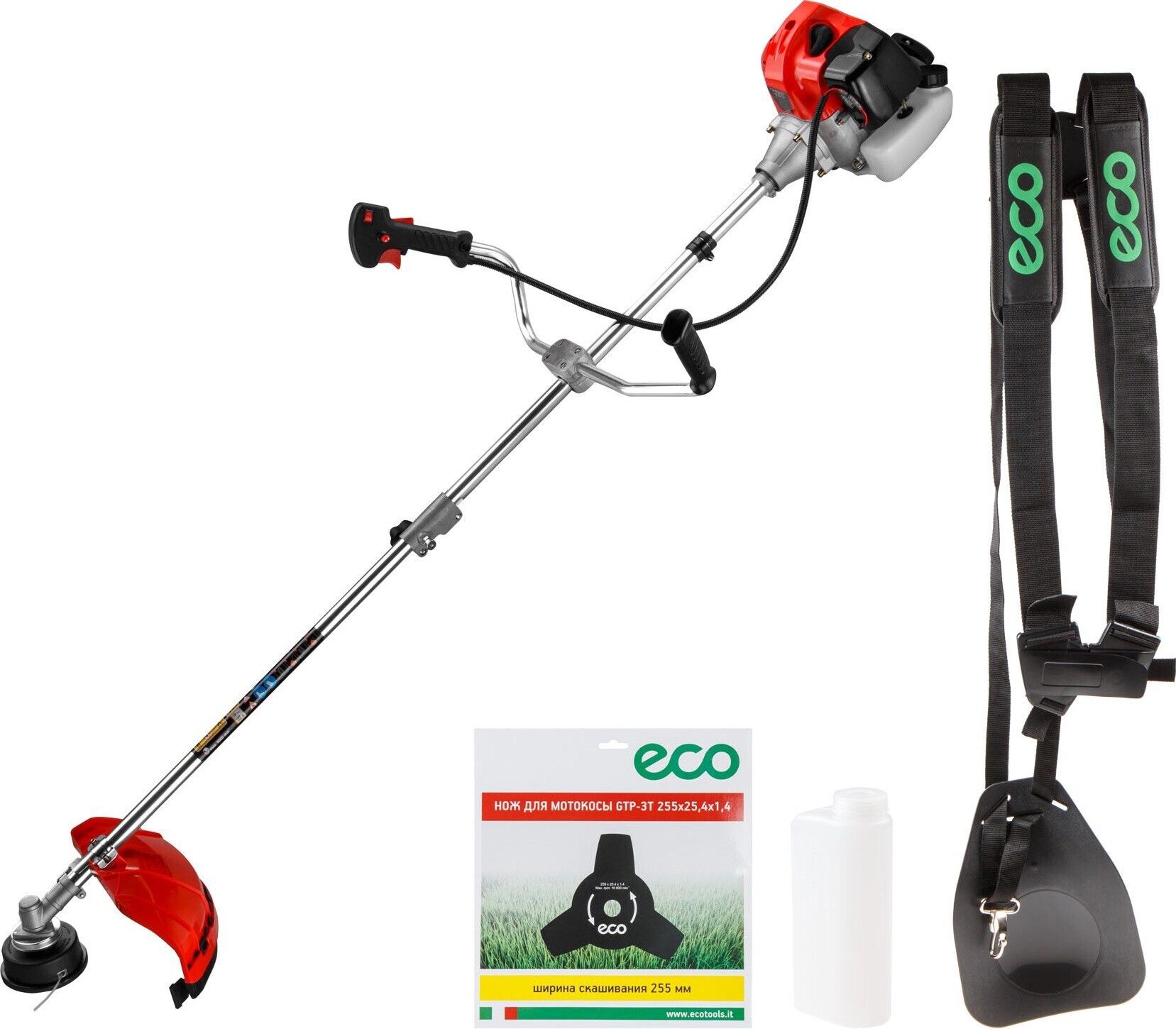 Изображение товара Бензиновая мотокоса ECO EC1515-3 3.39 л.с. для профессиональной обработки травы