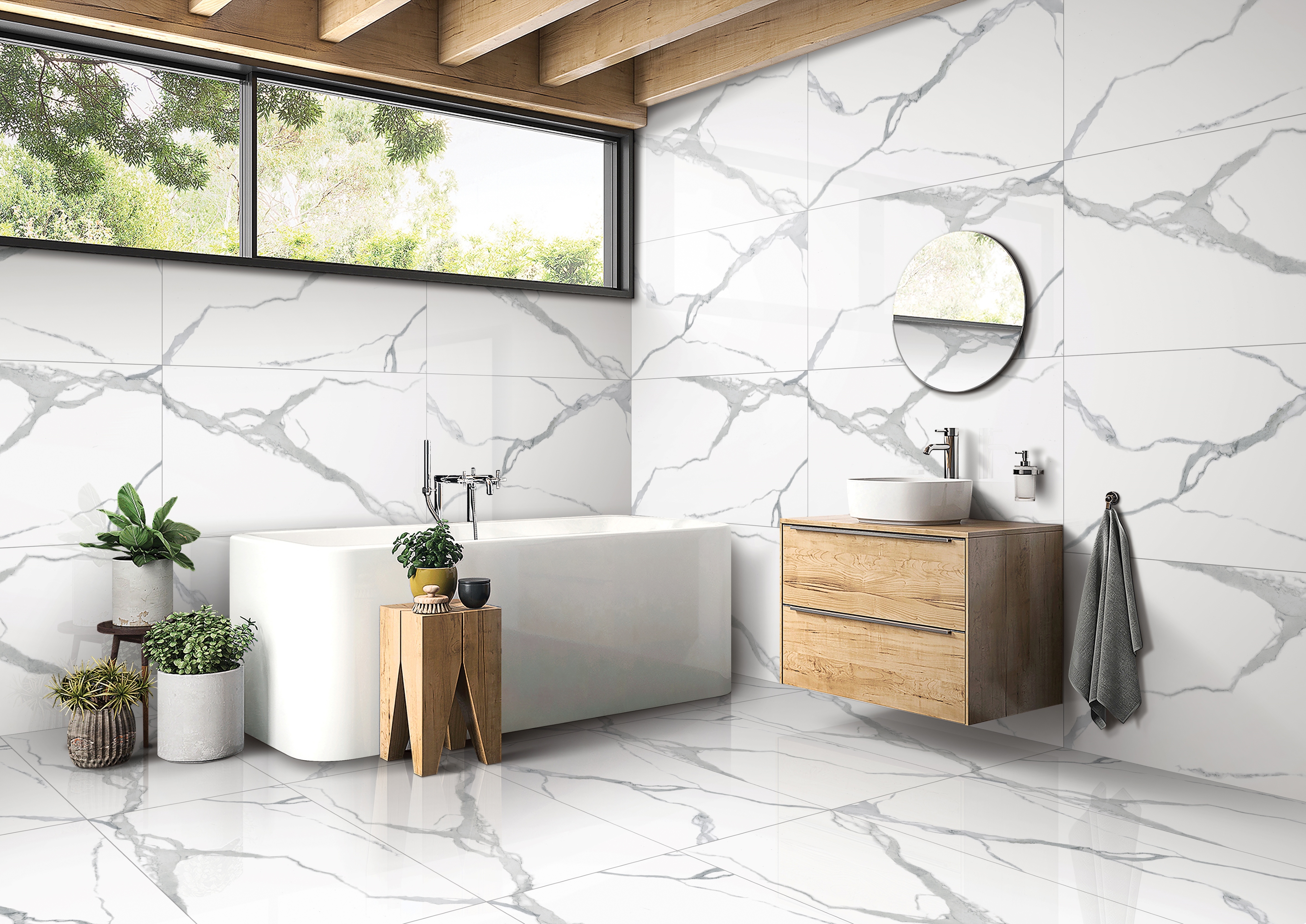 Изображение товара Керамогранит Arcadia Ceramica Nuvo Statuario 60x120 см для пола и стен белый