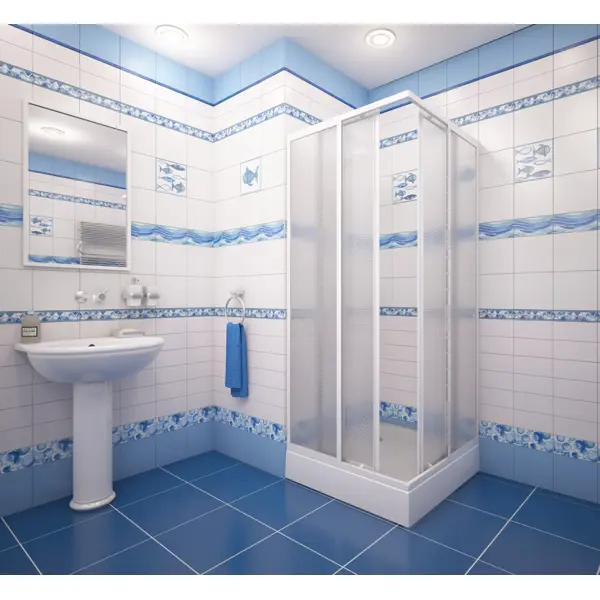 Душевой уголок Metakam квадратный 89x89 см белый профиль матовый поликарбонат раздвижной