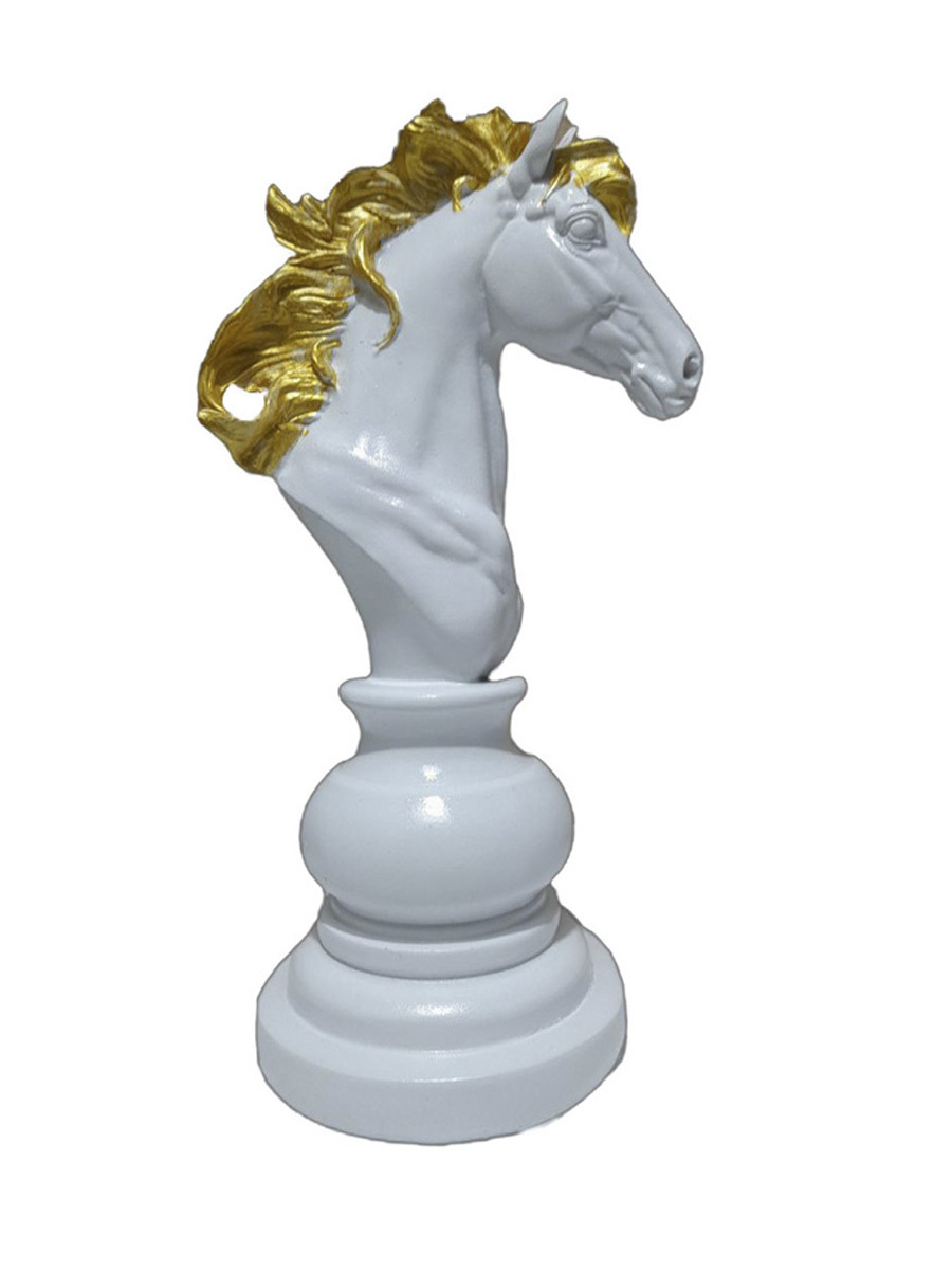 Изображение товара Статуэтка шахматная фигура Конь белый 11x14x26 см