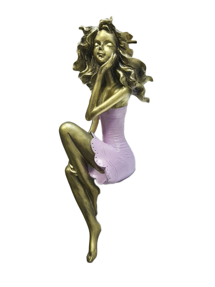 Изображение товара Статуэтка Девушка декоративная розовая 13x36 см