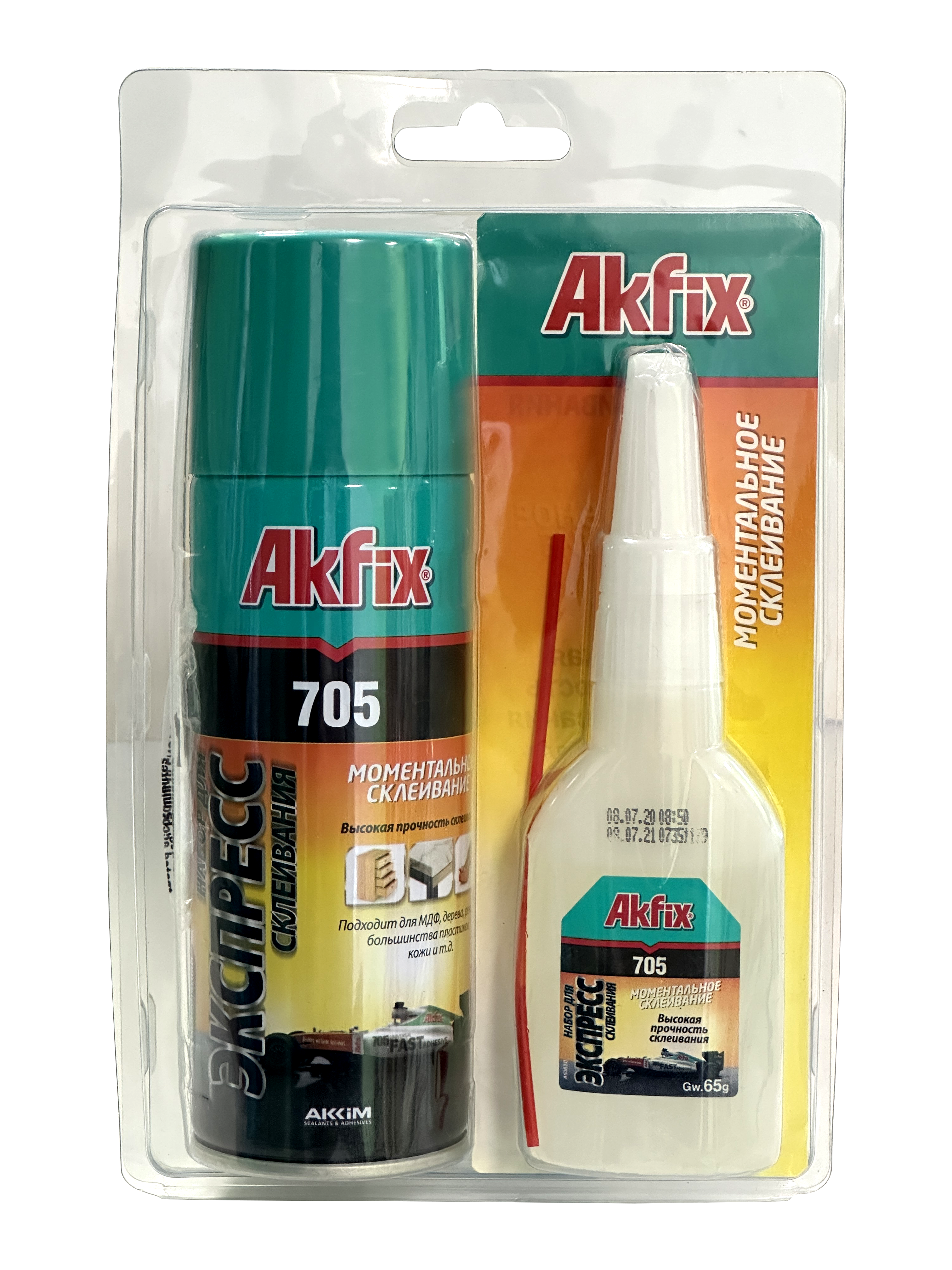 Суперклей - набор для экспресс склеивания Akfix 705 65 гр + 200 мл - 5