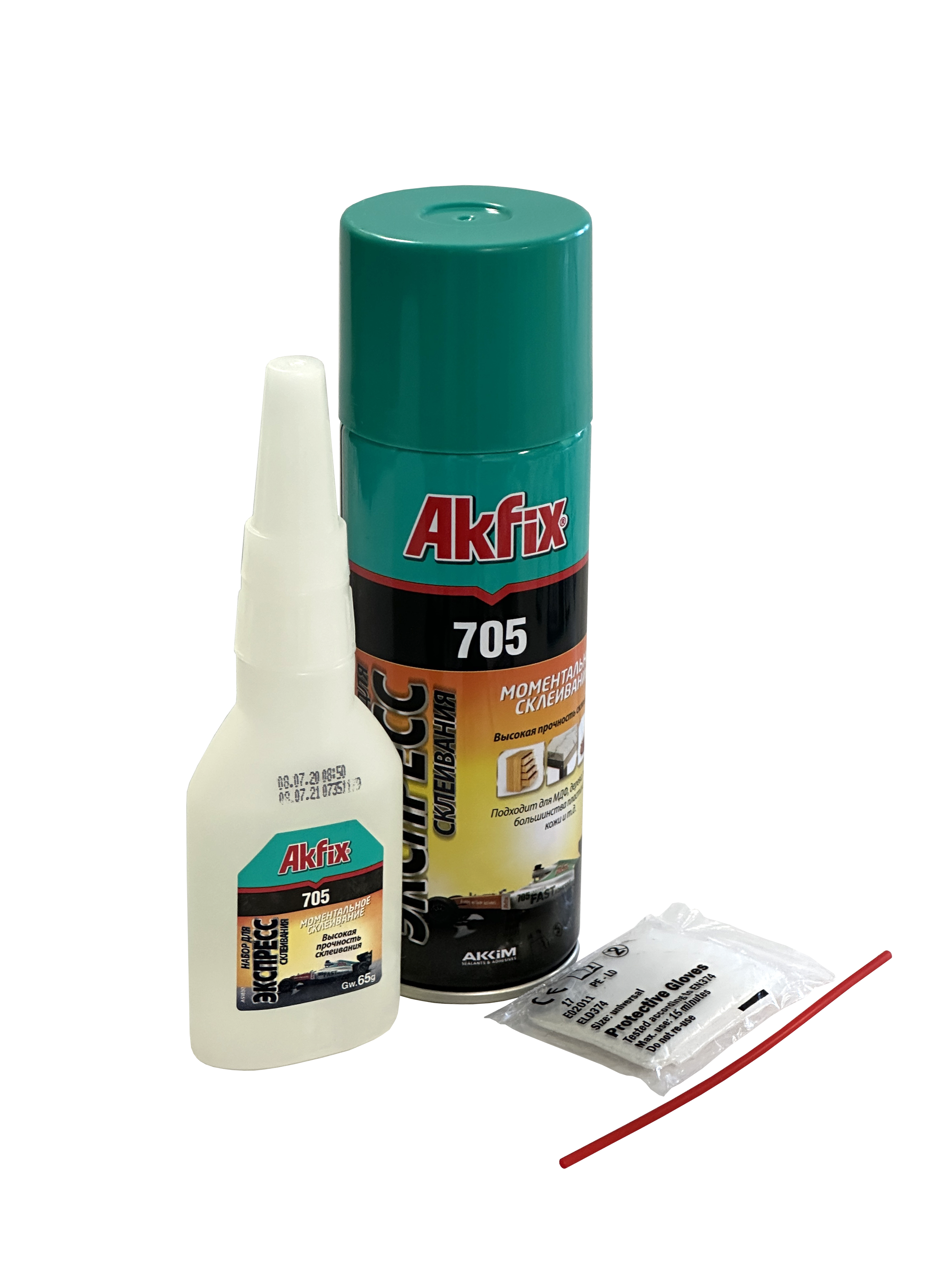 Изображение товара Суперклей - набор для экспресс склеивания Akfix 705 65 гр + 200 мл