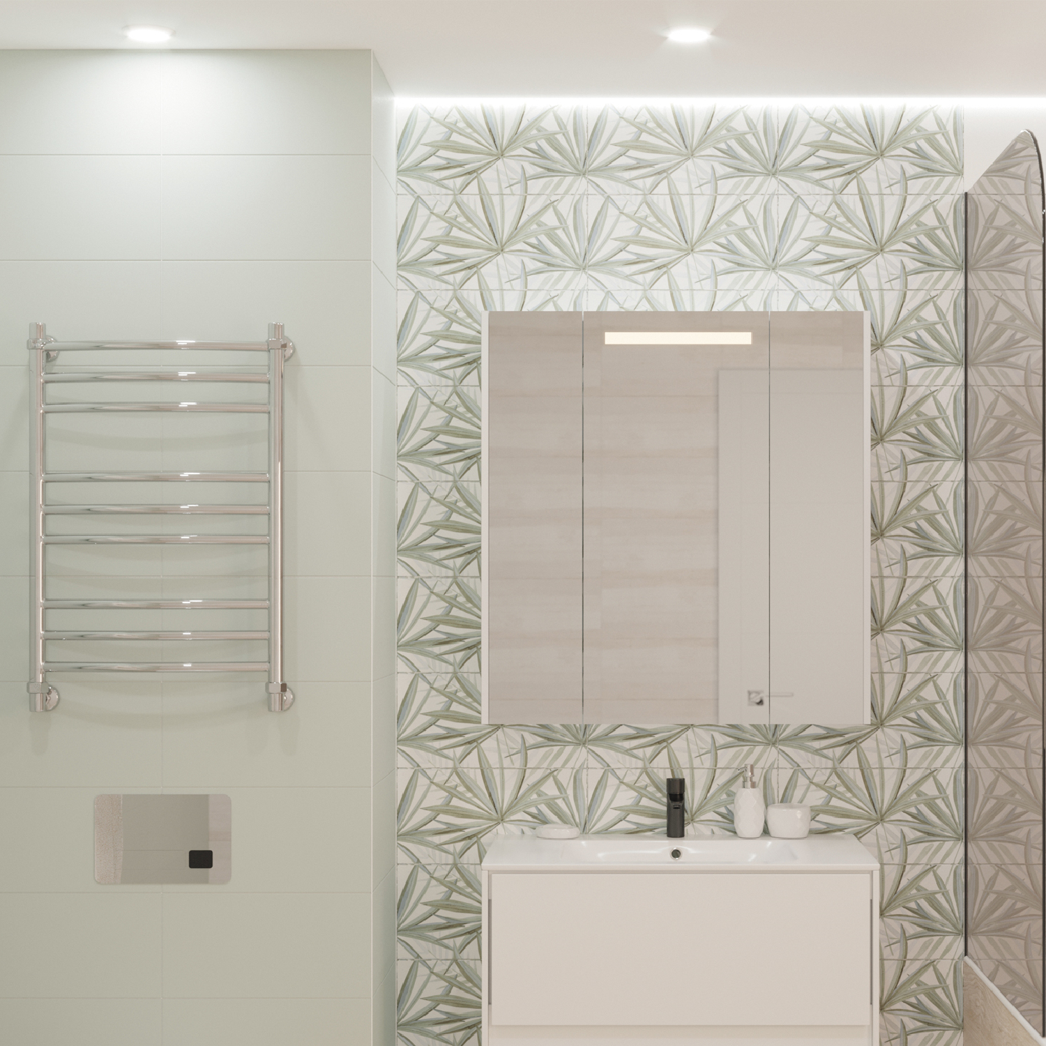 Изображение товара Декор настенный LB Ceramics Моана 19.8x39.8 см матовый цвет бело-зеленый