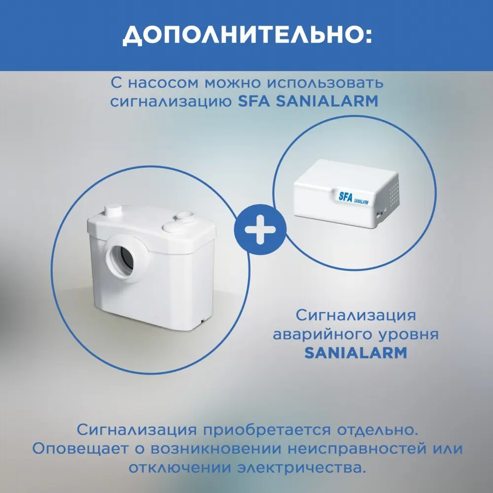 Санитарный насос SFA Sanitop 400 Вт 102 л/мин встроенный измельчитель - 9