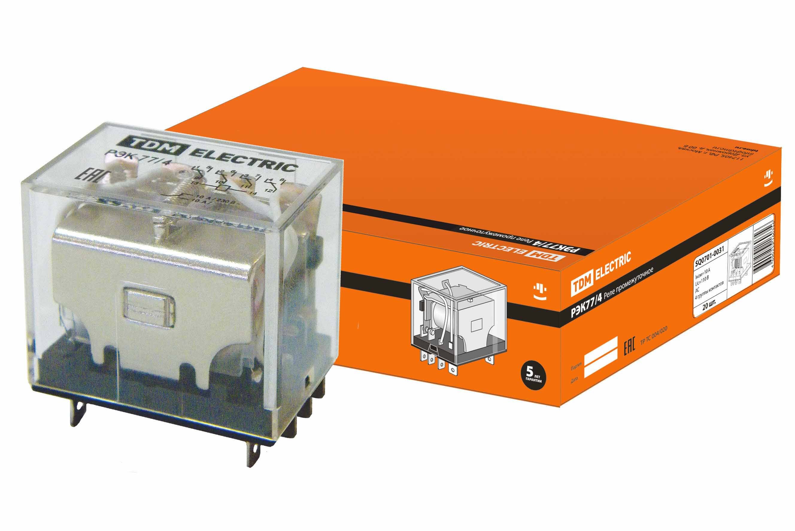Изображение товара Реле напряжения TDM ELECTRIC РЭК77/4 10 А 110 В AC — надежное автоматическое реле