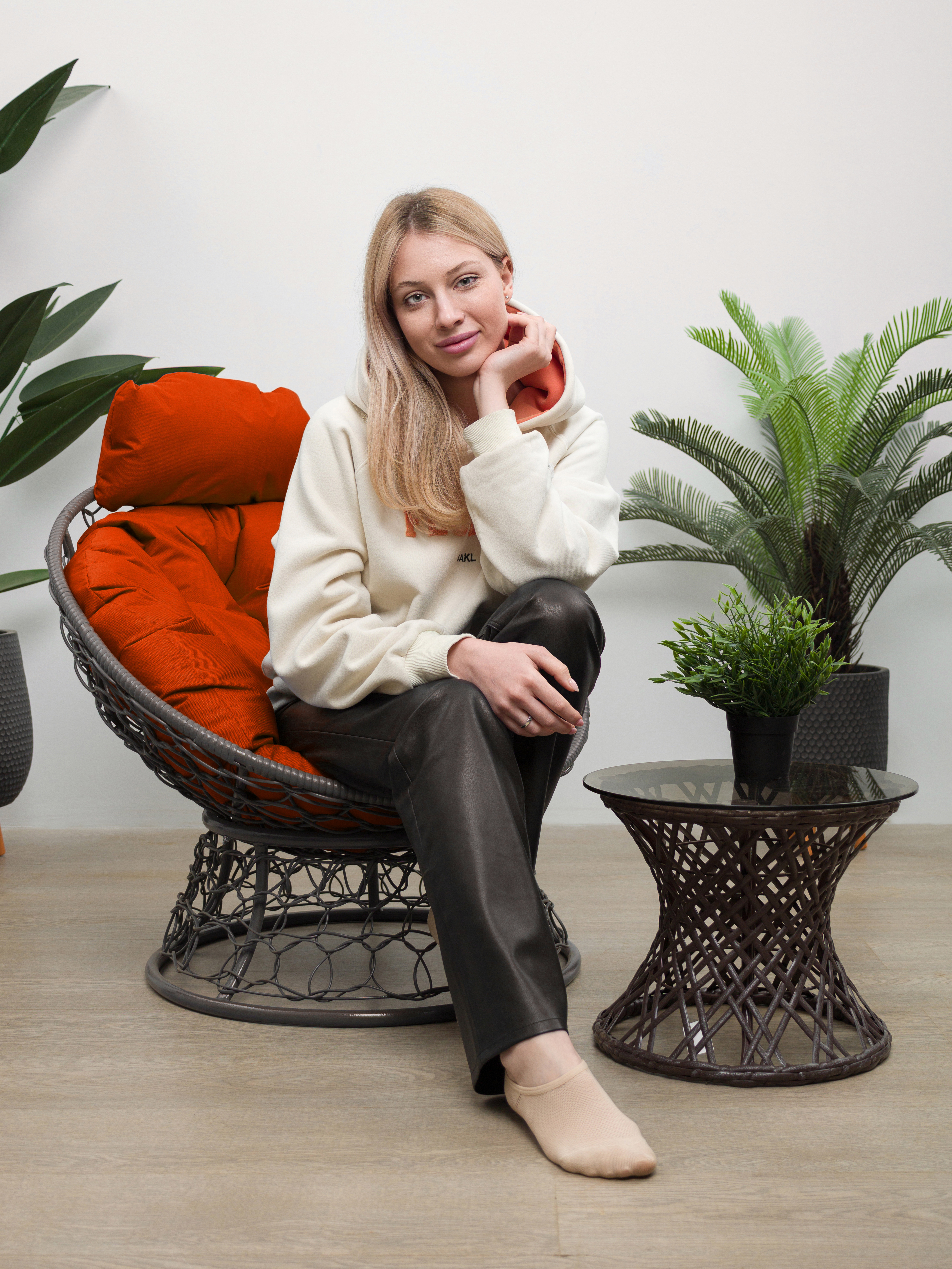 Изображение товара Кресло садовое М-group Папасан мини 77x81x68 см искусственный ротанг серое