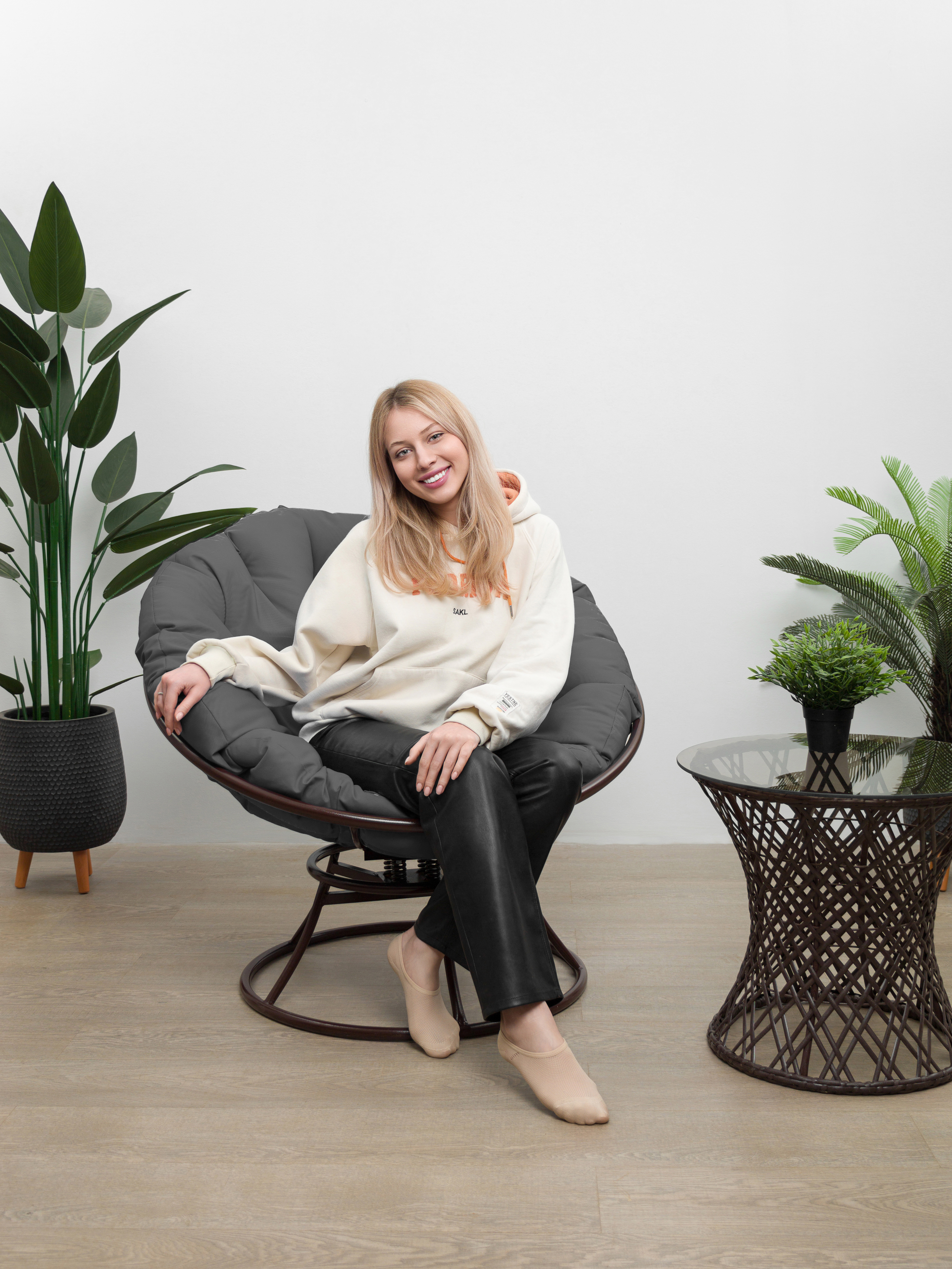 Изображение товара Кресло садовое М-group Папасан из искусственного ротанга коричневое Длина 98 см