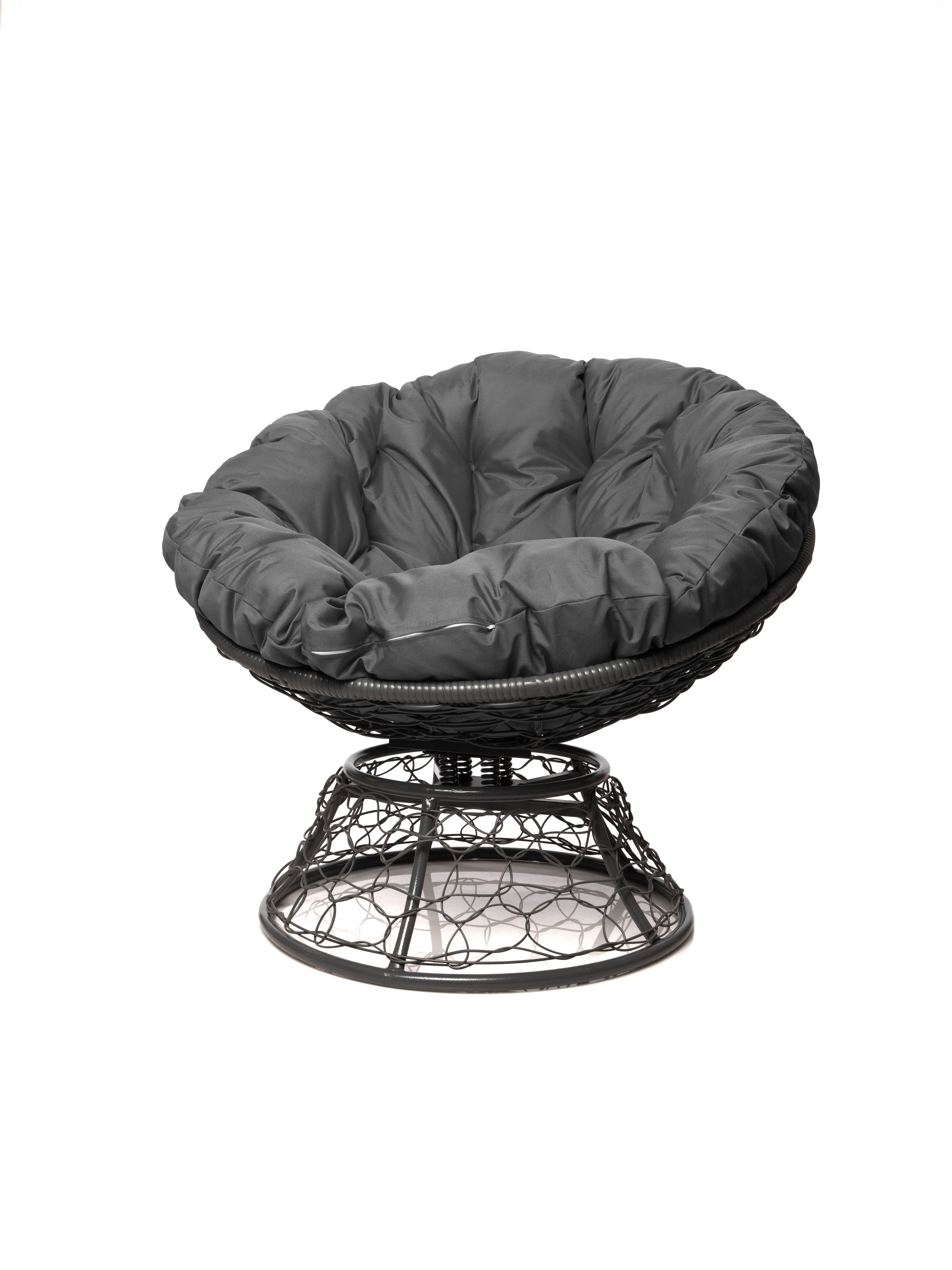 Изображение товара Кресло садовое M-group Папасан пружинка искусственный ротанг серое