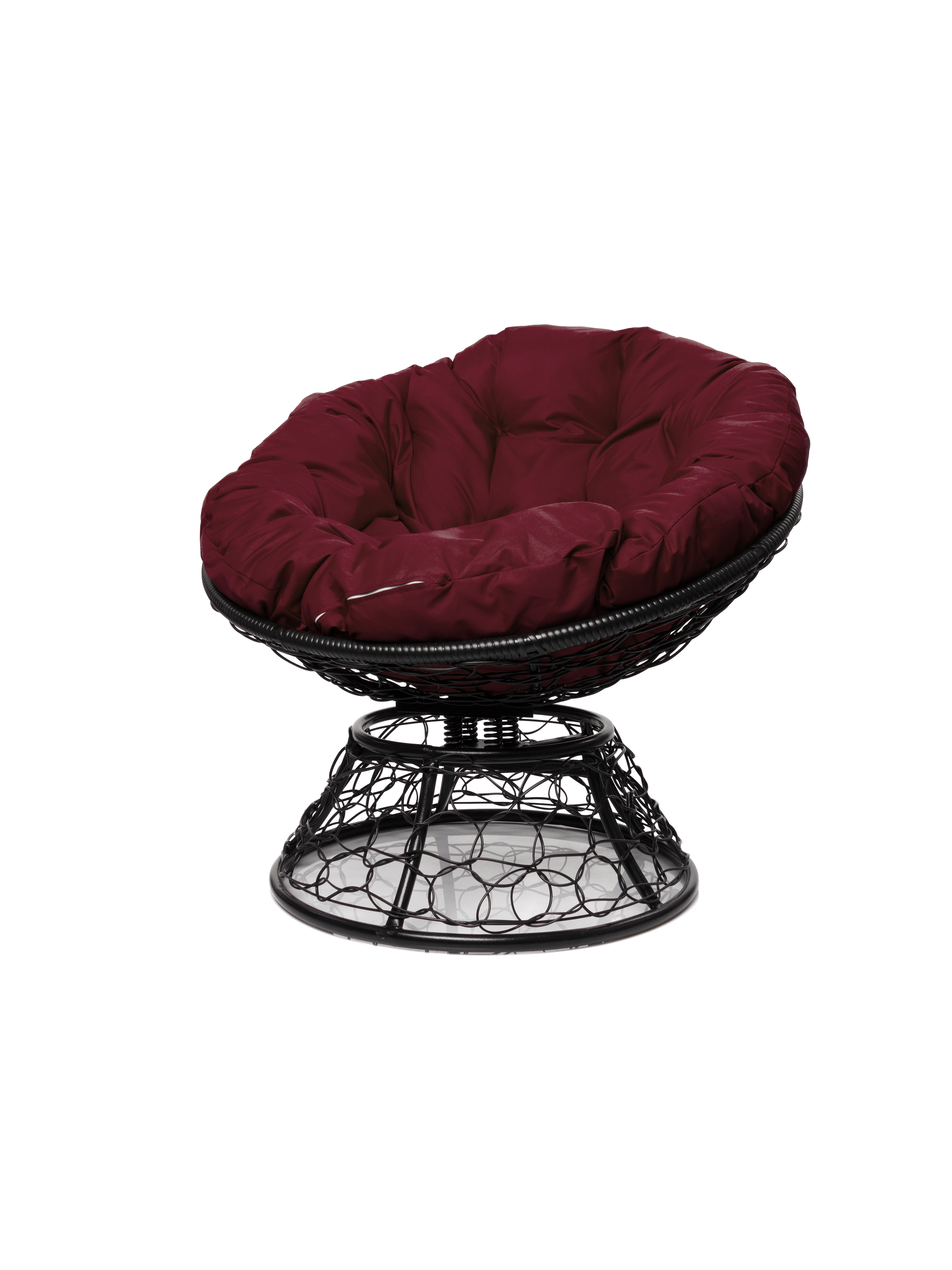Изображение товара Кресло садовое M-group Папасан черное с бордовыми подушками