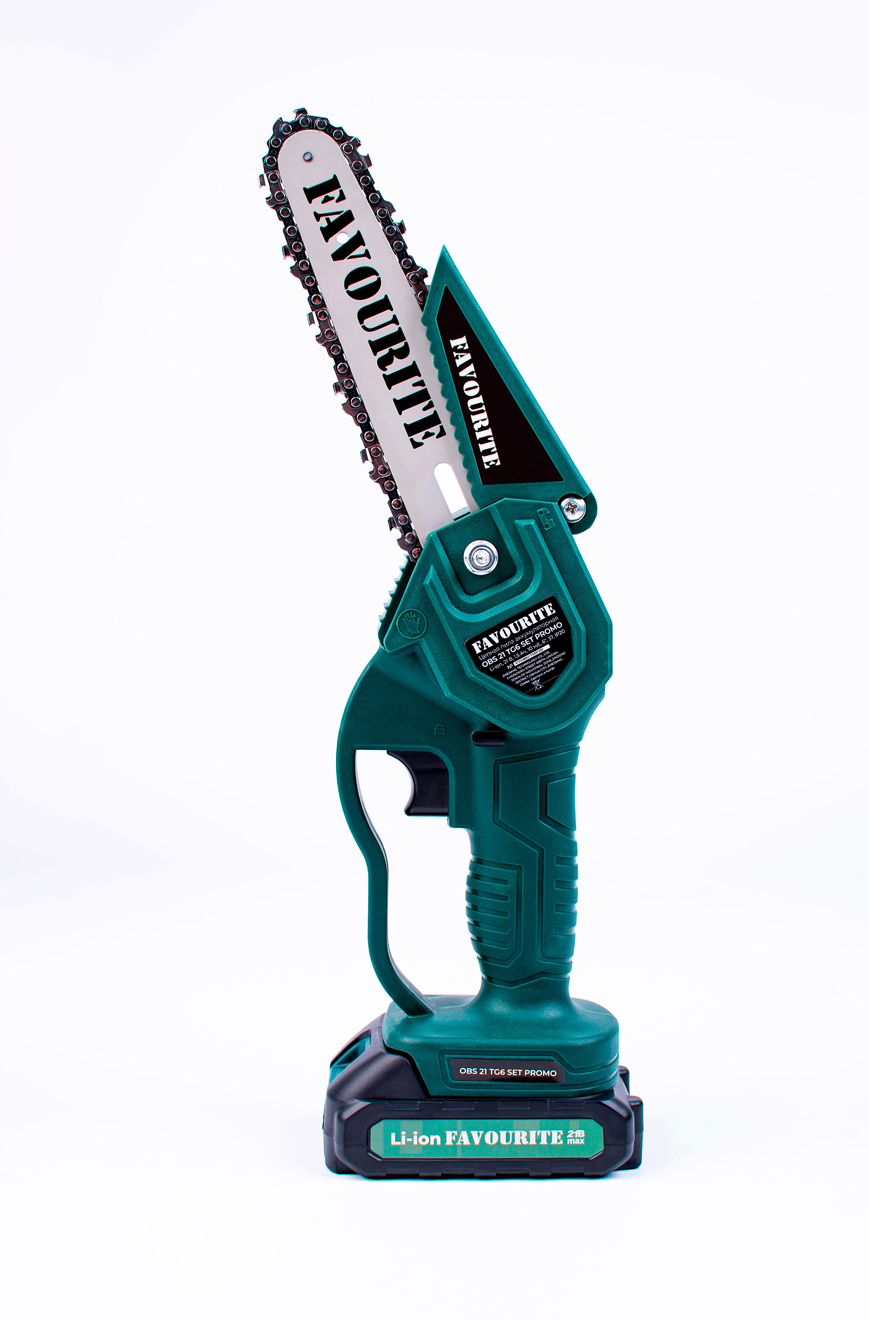 Изображение товара Аккумуляторная цепная пила Favourite Obs 21 tg6 set promo 15 см 2x1.5 Ач АКБ в комплекте