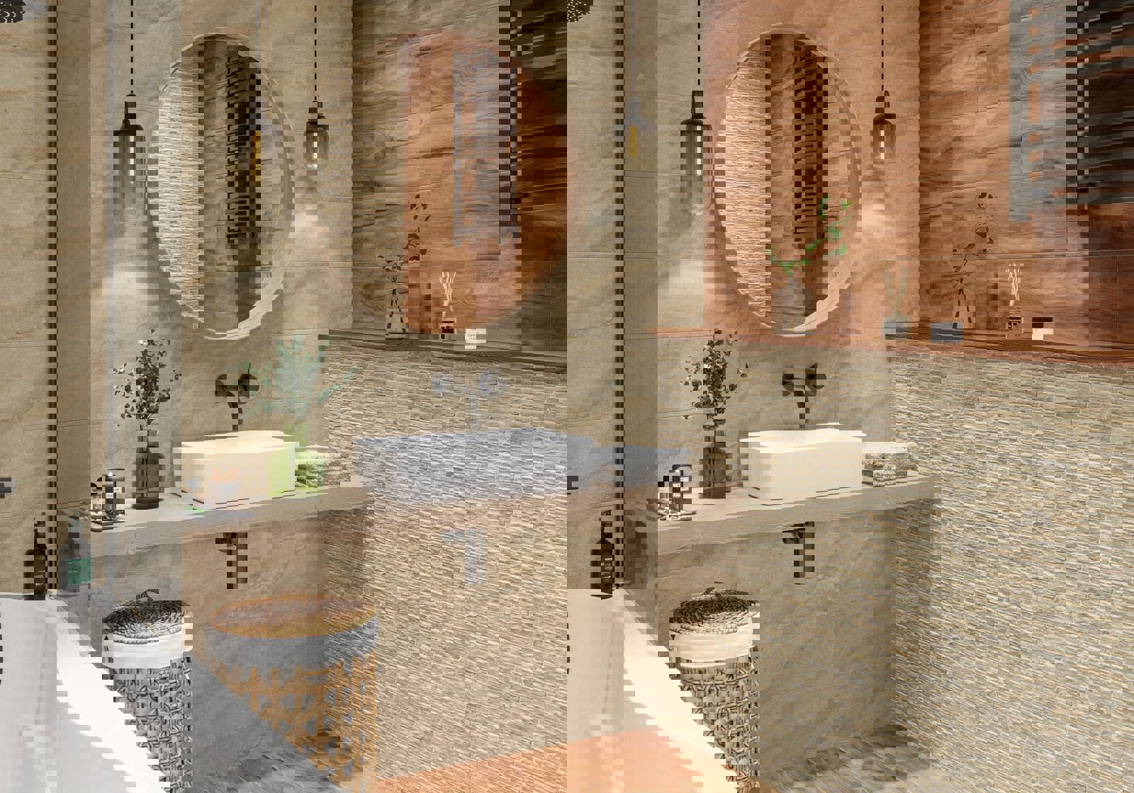 Изображение товара Керамическая плитка Alma Ceramica Rocko светло-коричневый 20x60 см