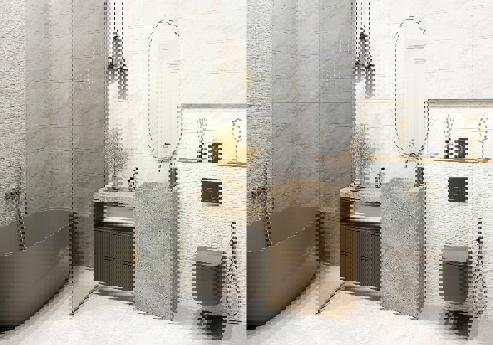 Изображение товара Керамическая настенная плитка Alma Ceramica Rocko 20x60 см серый для интерьера