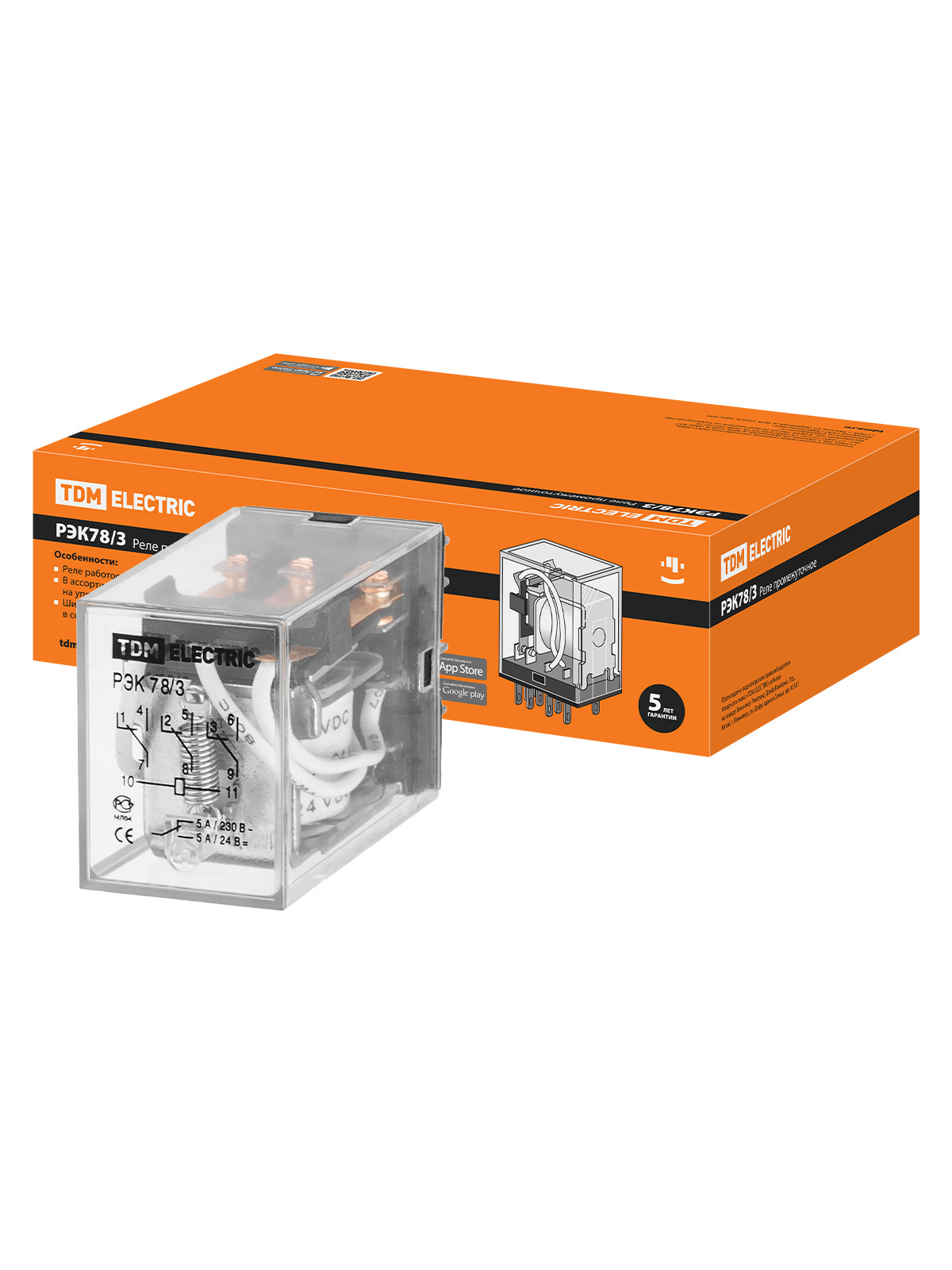 Изображение товара Реле Тдм электр РЭК78/3 5 А 24 В DC однофазное для автоматизации систем