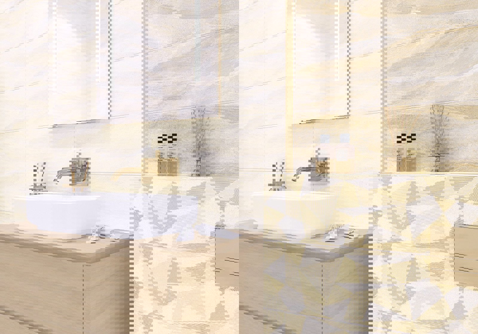 Изображение товара Керамическая плитка Alma Ceramica Slate rock 20x60 светло-бежевая для стен