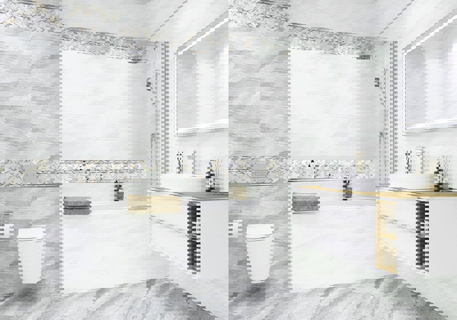 Изображение товара Настенная керамическая плитка Alma Ceramica TWU11SLR007 20x60 см светло-серая