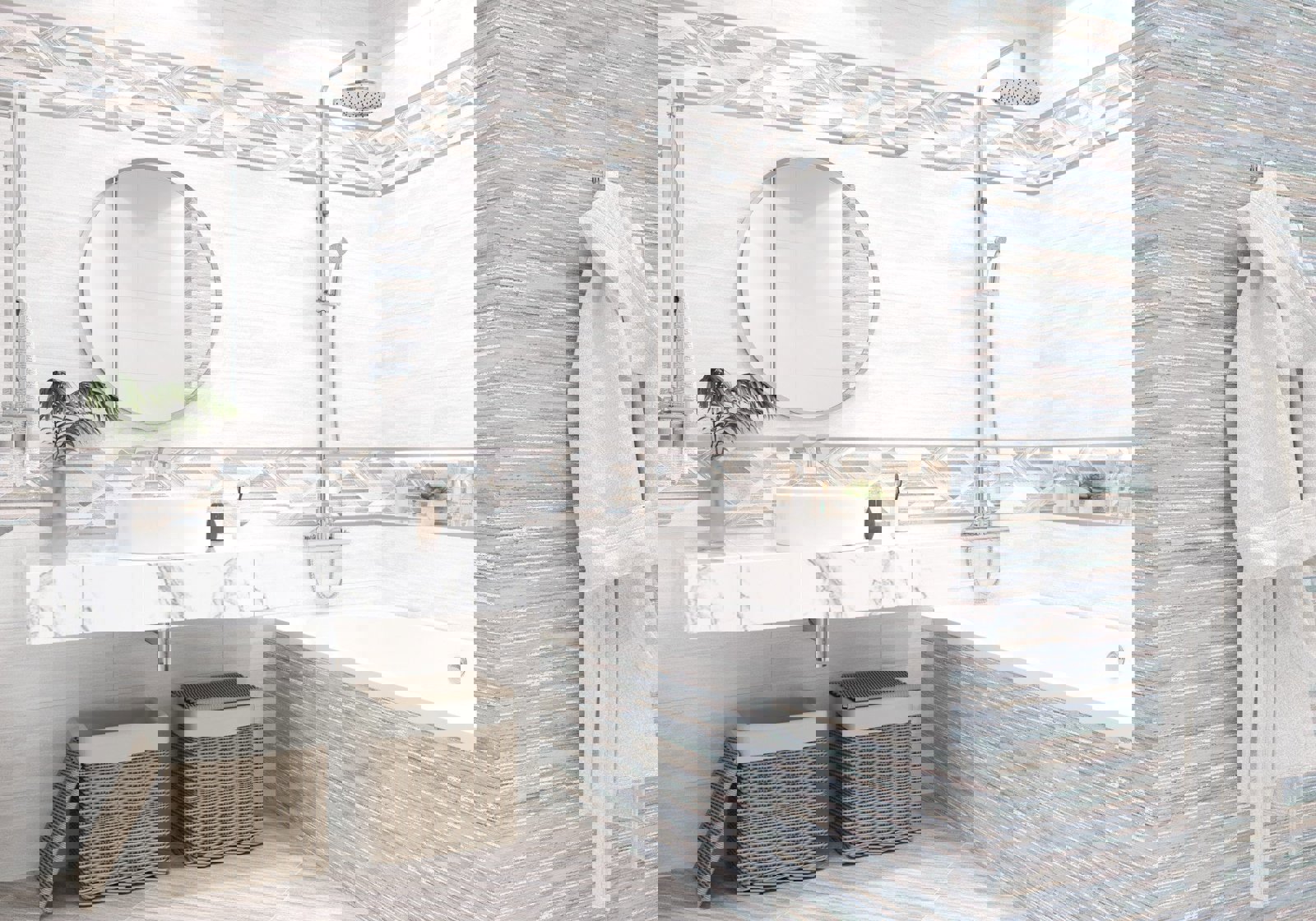 Изображение товара Керамическая настенная плитка Alma ceramica TWU11MDS604 20x60 голубая