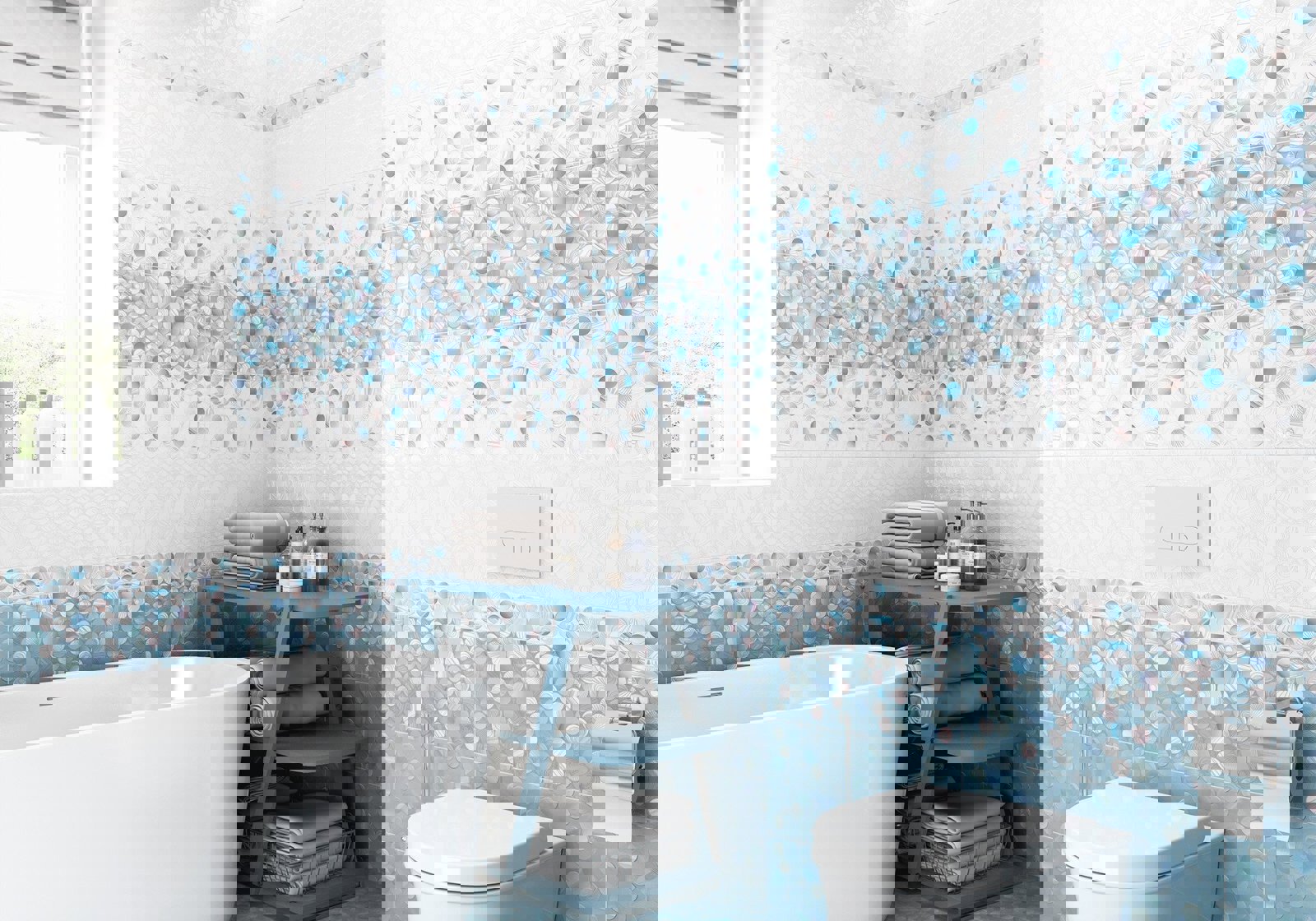 Изображение товара Настенная керамическая плитка Alma Ceramica TWU09BOL016 голубая 24.9x50 см