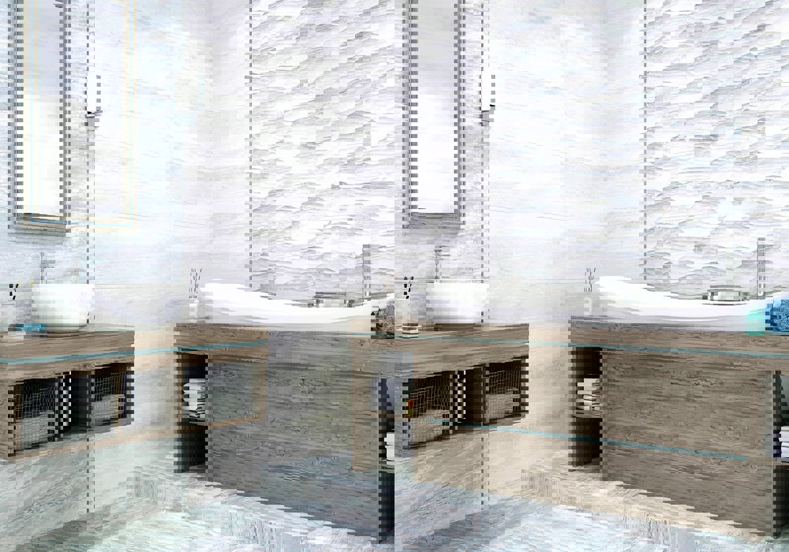 Изображение товара Керамическая настенная плитка Alma ceramica DENVER 30x90 серого цвета Глянцевая