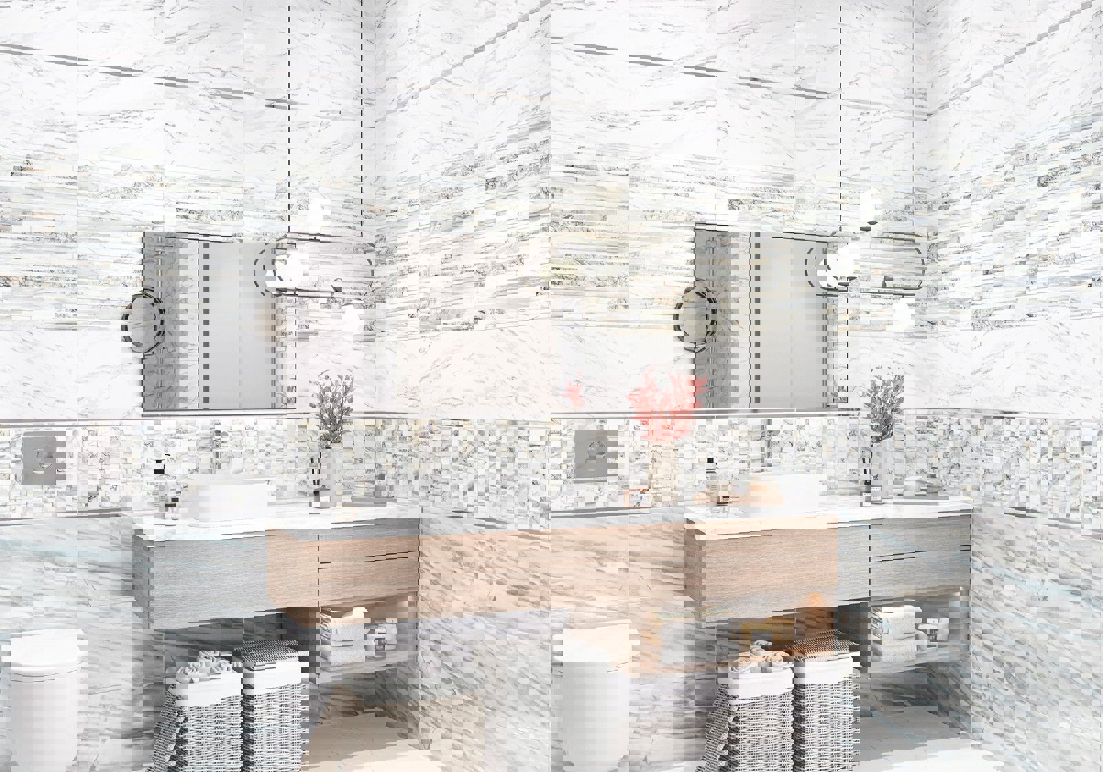 Изображение товара Керамическая плитка Alma ceramica VEGAS 24.9x50 см белая настенная для стен