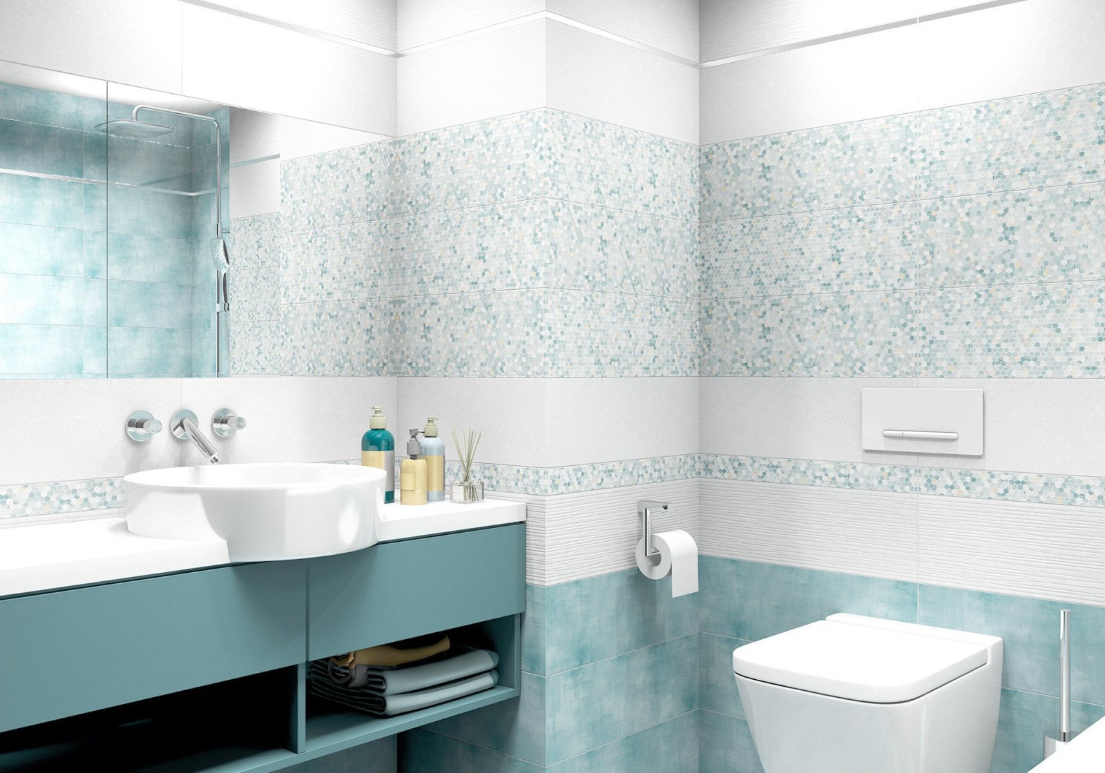 Изображение товара Керамическая плитка Alma ceramica TWA11ALS606 20x60 голубая для стен