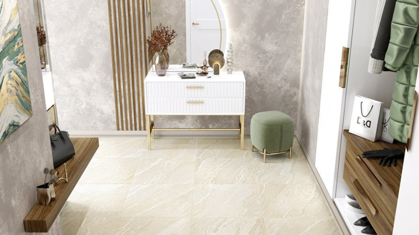 Изображение товара Керамогранит Alma Ceramica Nexstone 57x57 бежевый 9 мм для внутреннего и наружного оформления