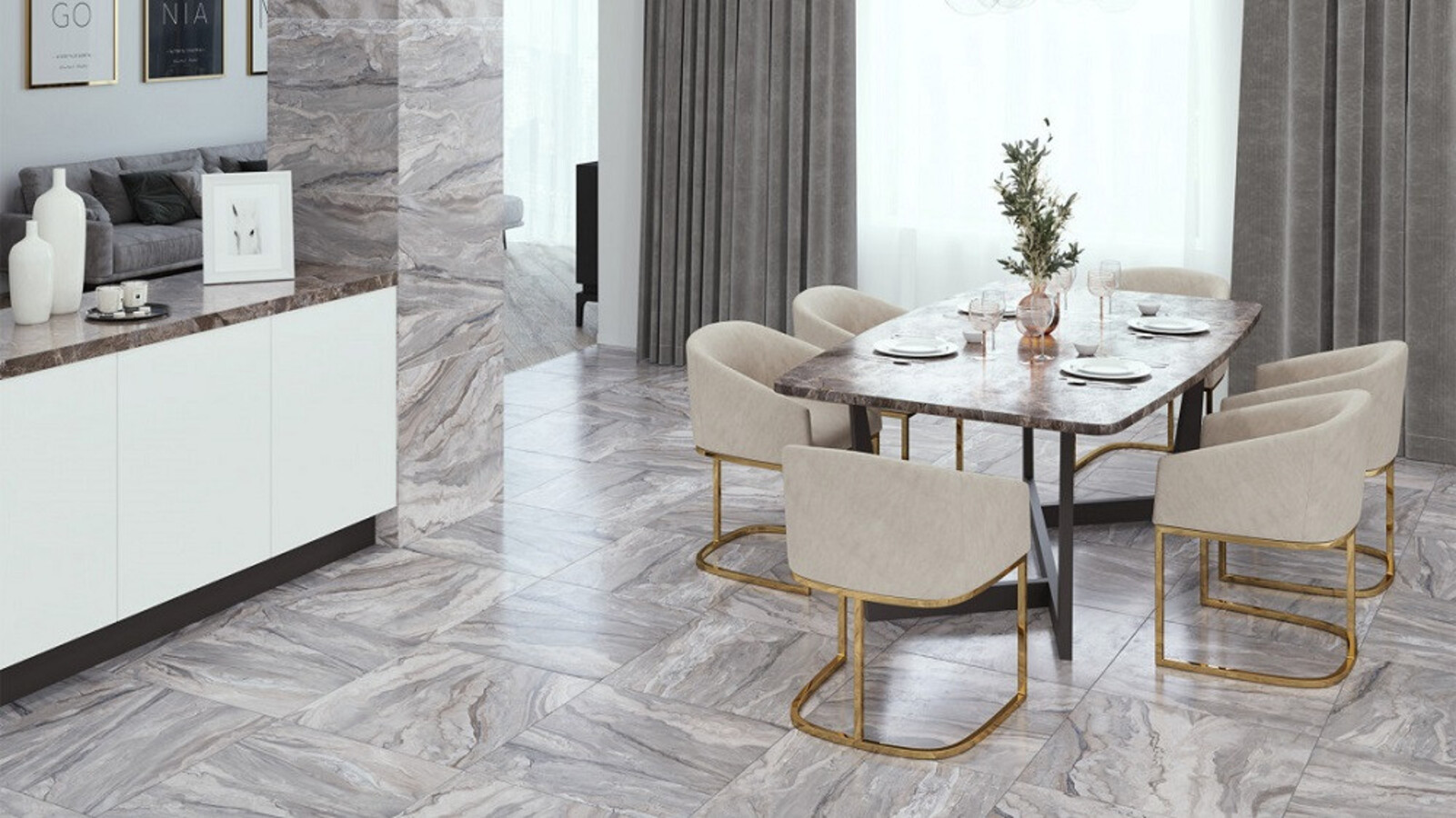 Изображение товара Керамогранит Alma Ceramica Arcadia 60x60 серый для внутренней и наружной облицовки