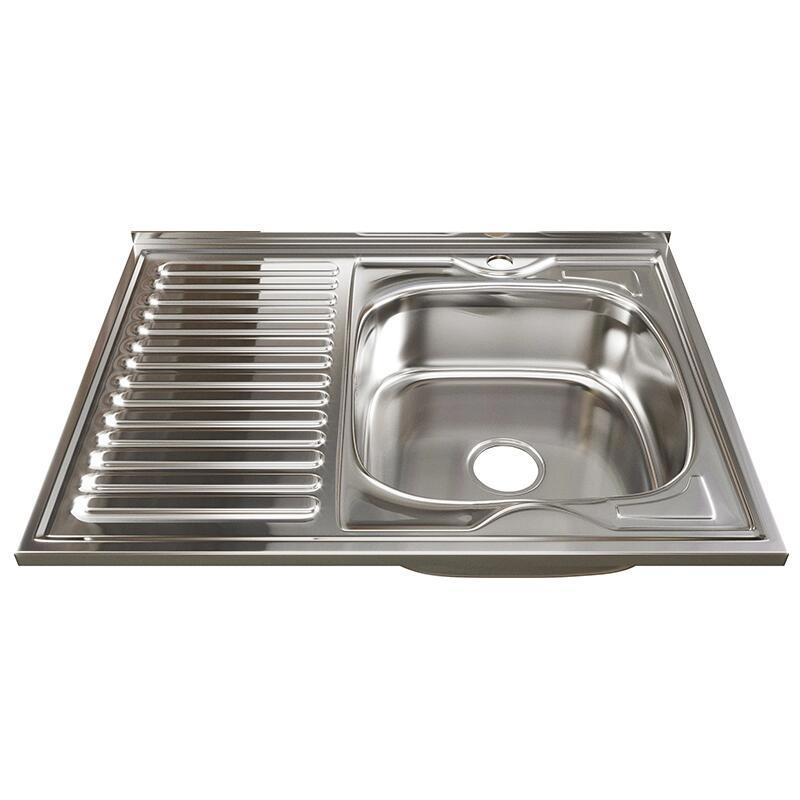Изображение товара Мойка для кухни накладная Владикс 33857 80x60 см глубина чаши 16 см нержавеющая сталь цвет хром