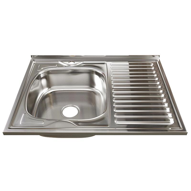 Изображение товара Мойка для кухни накладная Владикс 61057 80x60 см глубина чаши 16 см нержавеющая сталь цвет хром