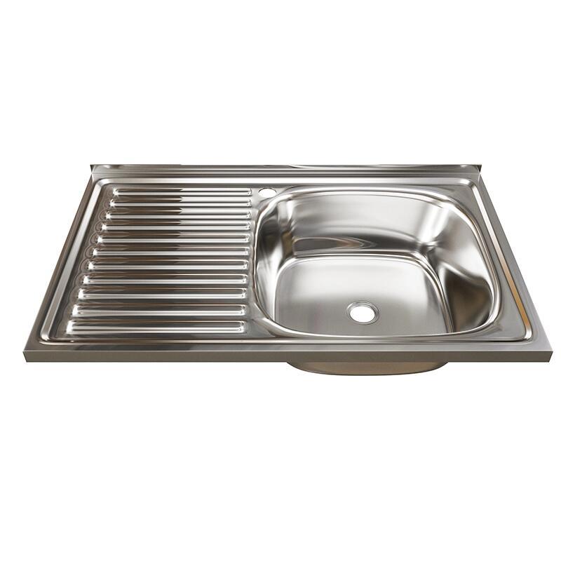 Изображение товара Мойка Владикс 80x50x16 Нержавеющая сталь, правый выпуск, накладная