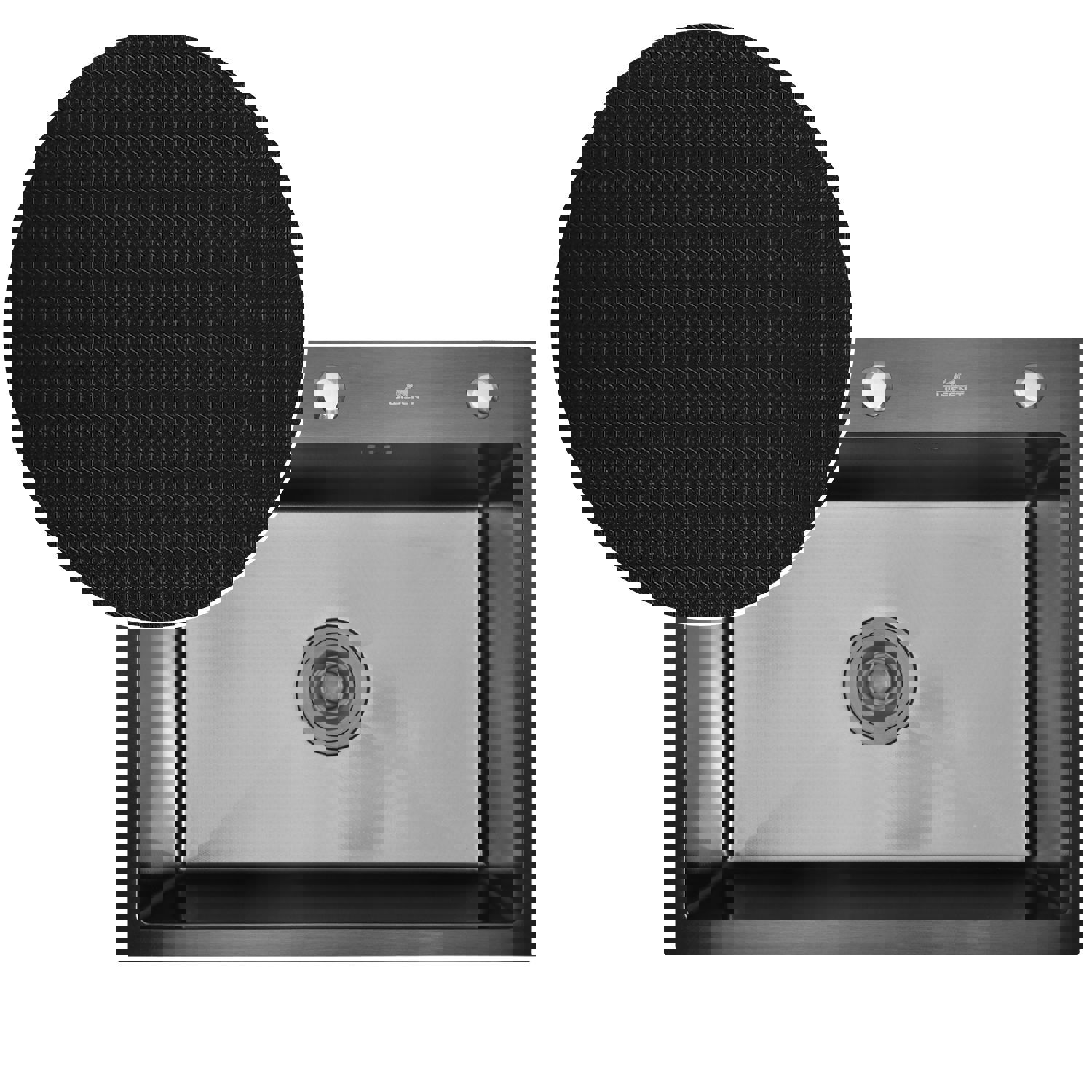 Изображение товара Мойка для кухни нержавеющая рифленая графит 60х45 Wisent с дозатором