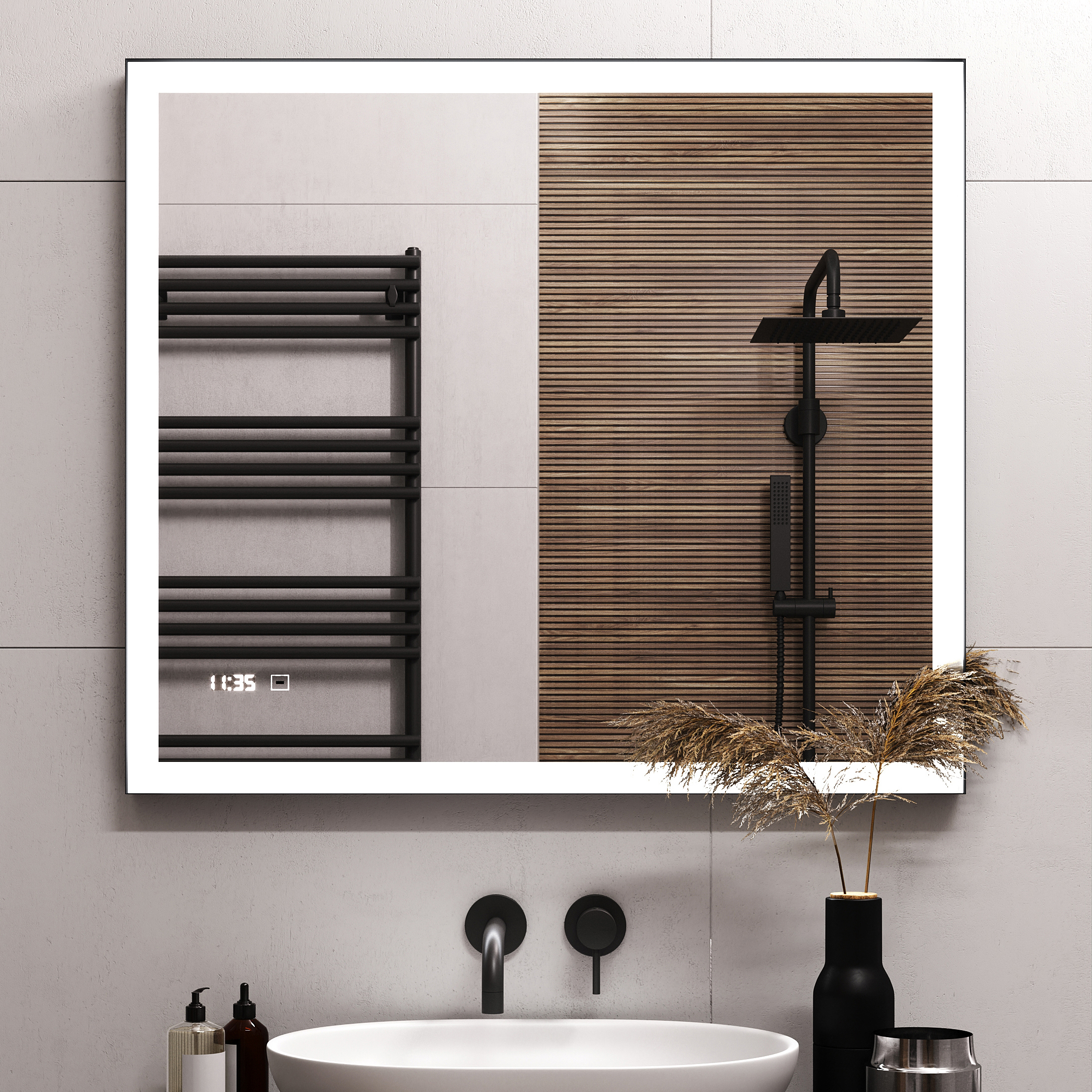 Изображение товара Зеркало для ванной Omega Glass Нант SD72 с подсветкой 80x70 см прямоугольное