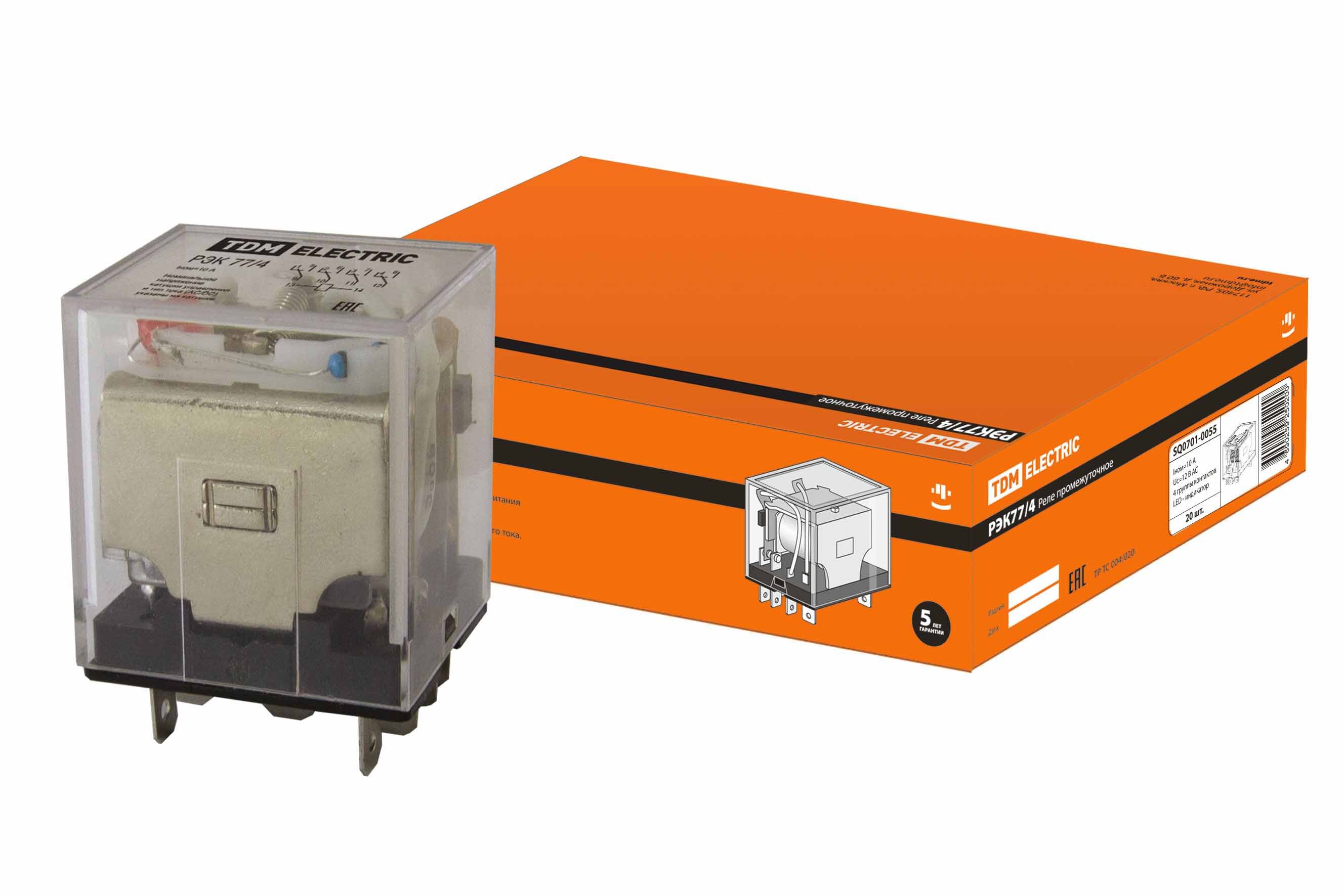 Изображение товара Реле Tdm electric РЭК77/4 с индикацией 10 А 12 В AC