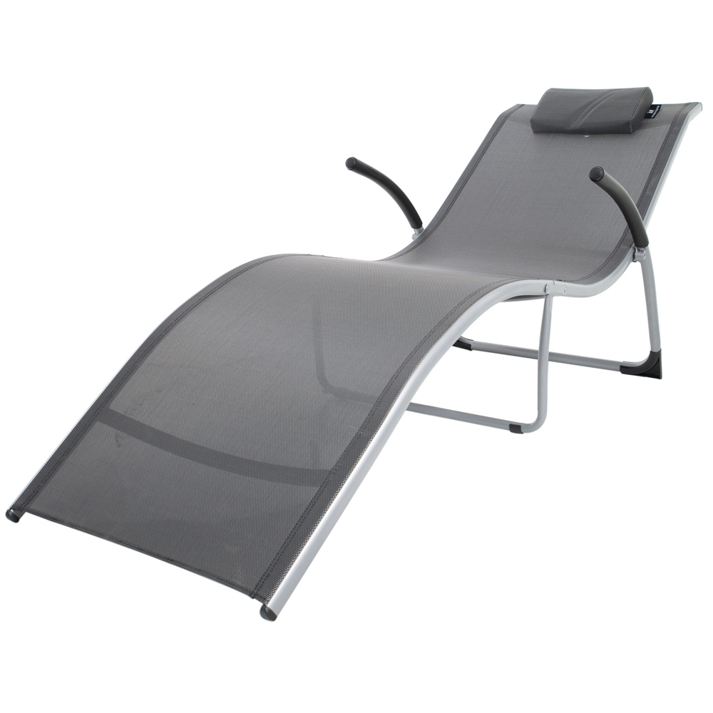 Изображение товара Шезлонг Foodatlas E1026 1720 см х 620 см х 660 см алюминий/текстилен серый/серебристый