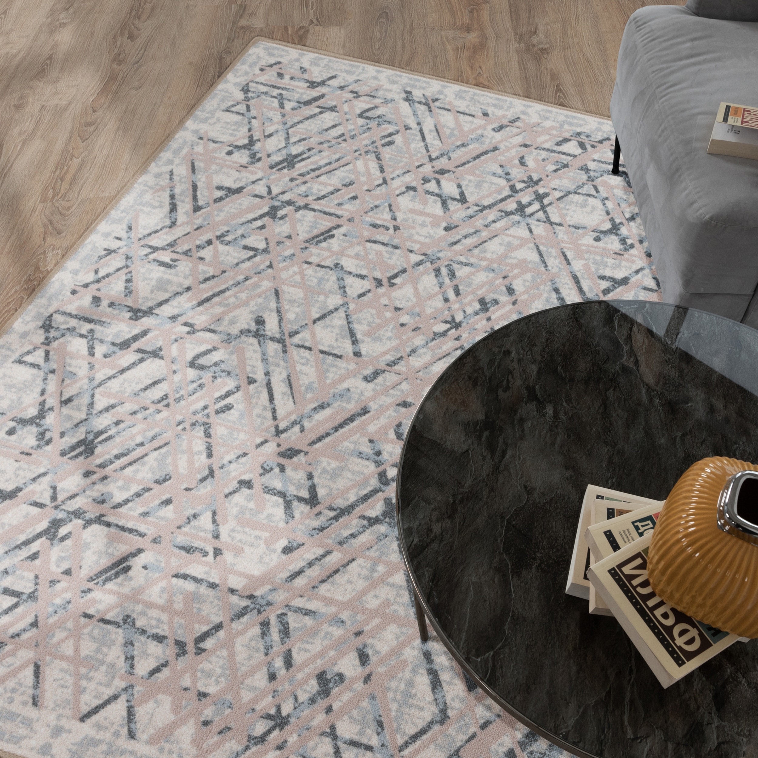 Изображение товара Ковер Лугано 8048 100x160 см полипропилен серо-коричневый современный стиль