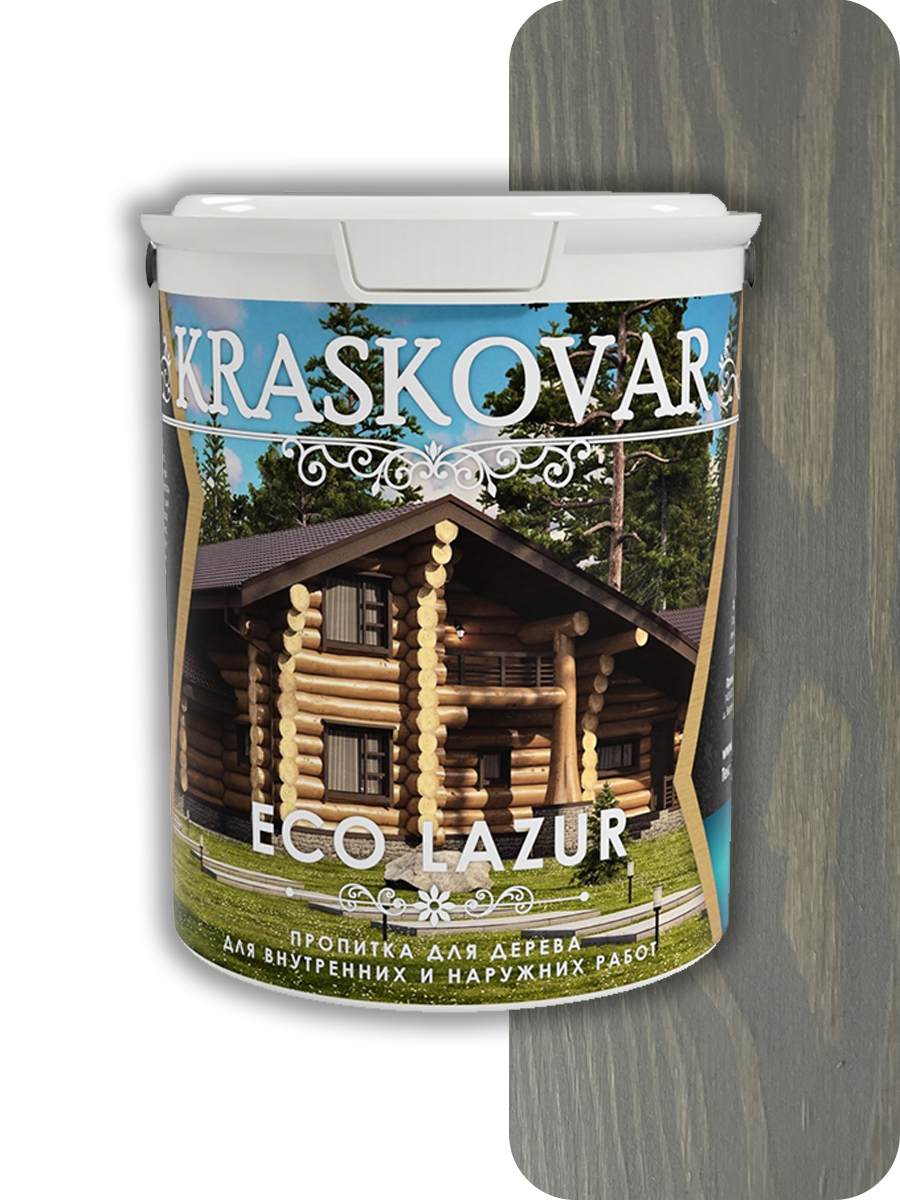 Изображение товара Пропитка для дерева лессирующая Kraskovar Eco Lazur цвет графит 0.9 л