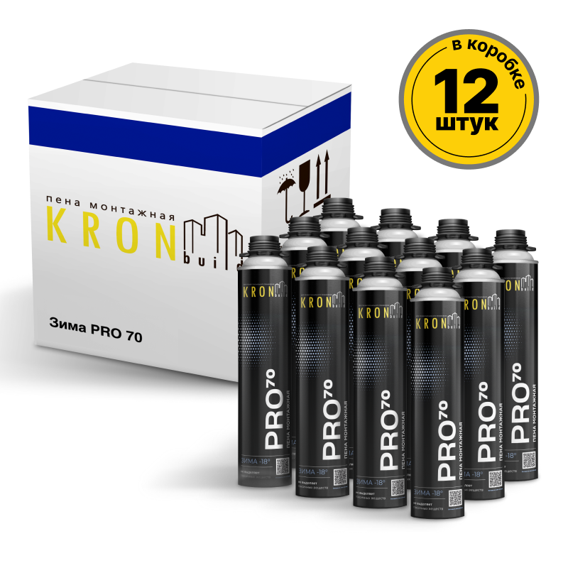 Изображение товара Пена монтажная профессиональная Kronbuild зимняя pro 70 12 шт Изображение товара Пена монтажная профессиональная Kronbuild зимняя pro 70 12 шт