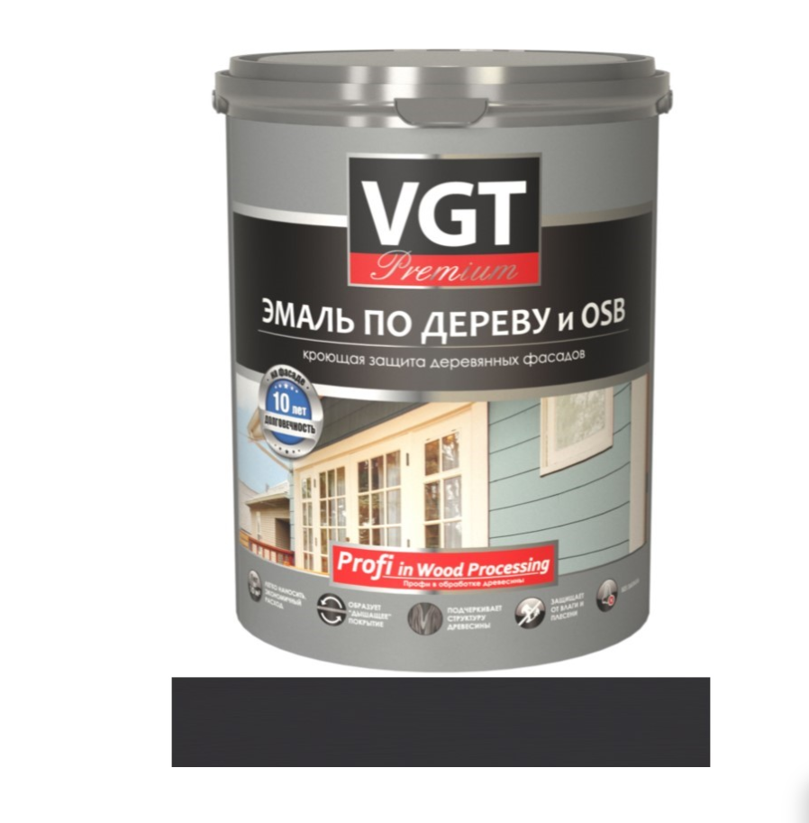 Изображение товара Эмаль по дереву VGT Профи графитовая RAL 7024 2.5 кг