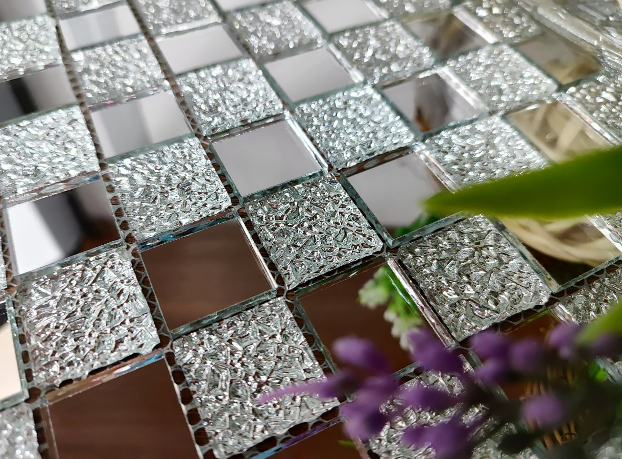 Изображение товара Зеркальная мозаика ДСТ С50x50 30x30см чип 25x25мм цвет Серебро, хрусталь
