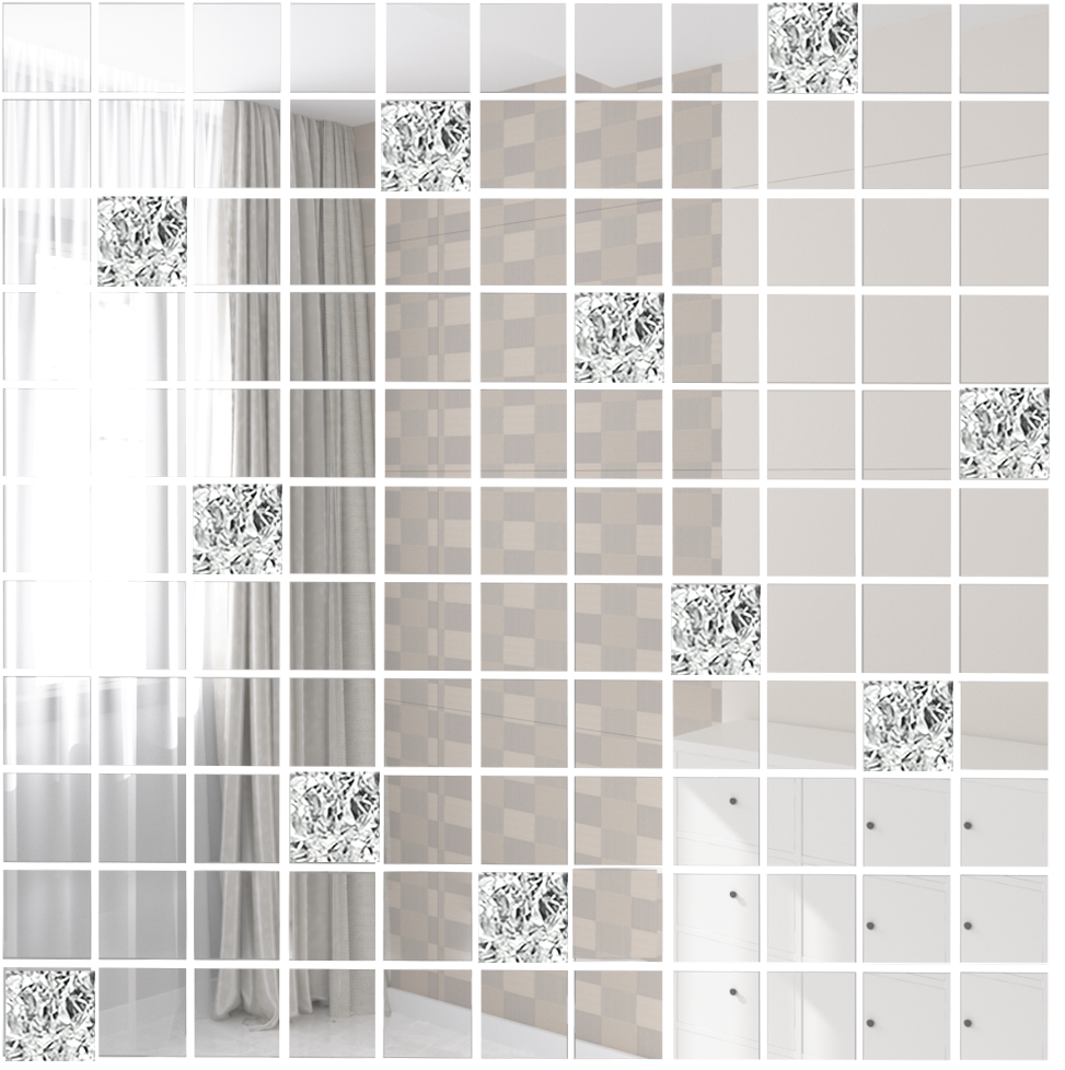 Изображение товара Зеркальная мозаика ДСТ С90x10 30x30см серебро для декоративной отделки интерьера