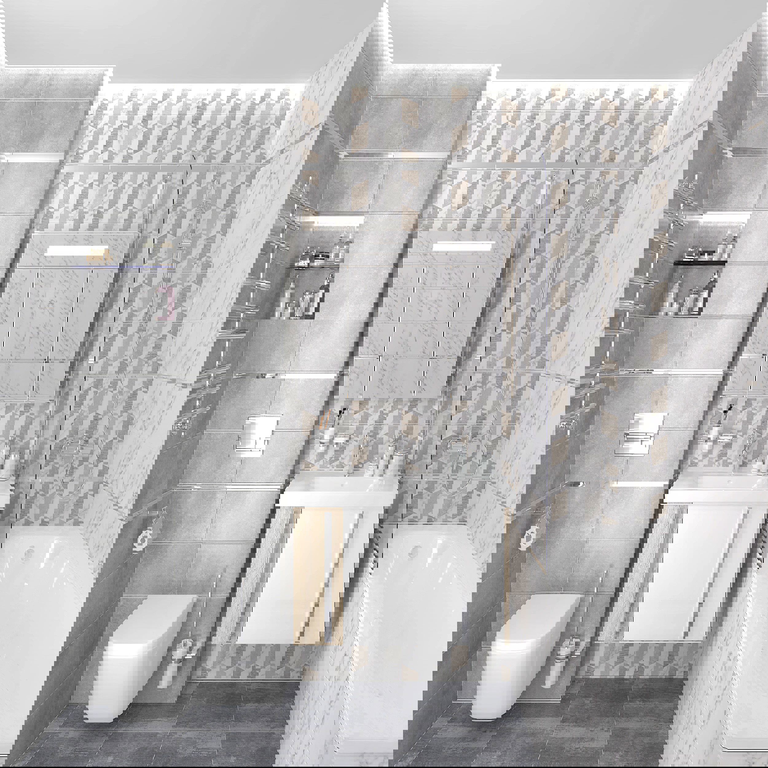 Изображение товара Керамическая настенная плитка Laparet Blanco 40x20 см мраморный эффект Россия