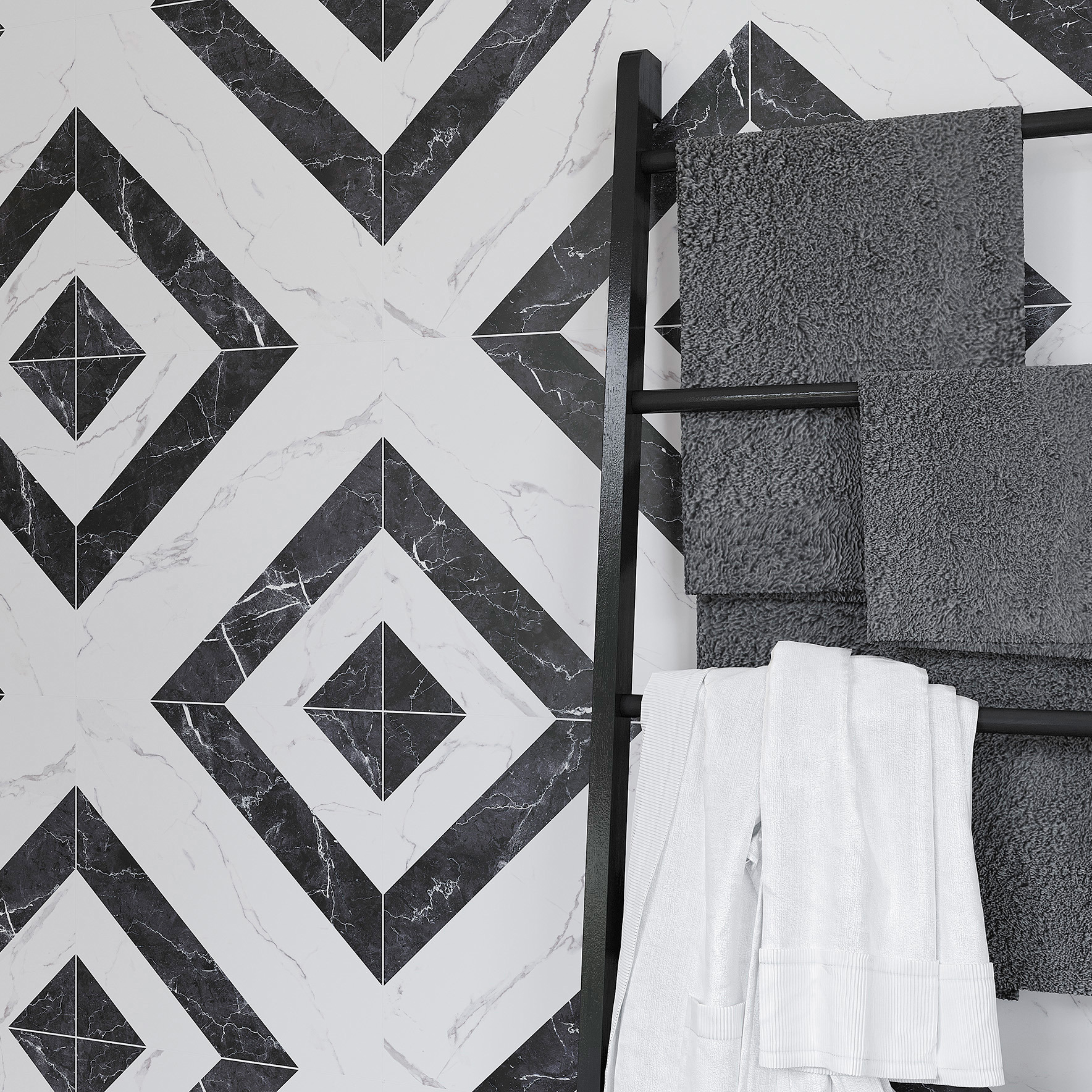 Изображение товара Керамогранит Artens Dina 42x42 см матовый черно-белый имитация мрамора для стен и пола