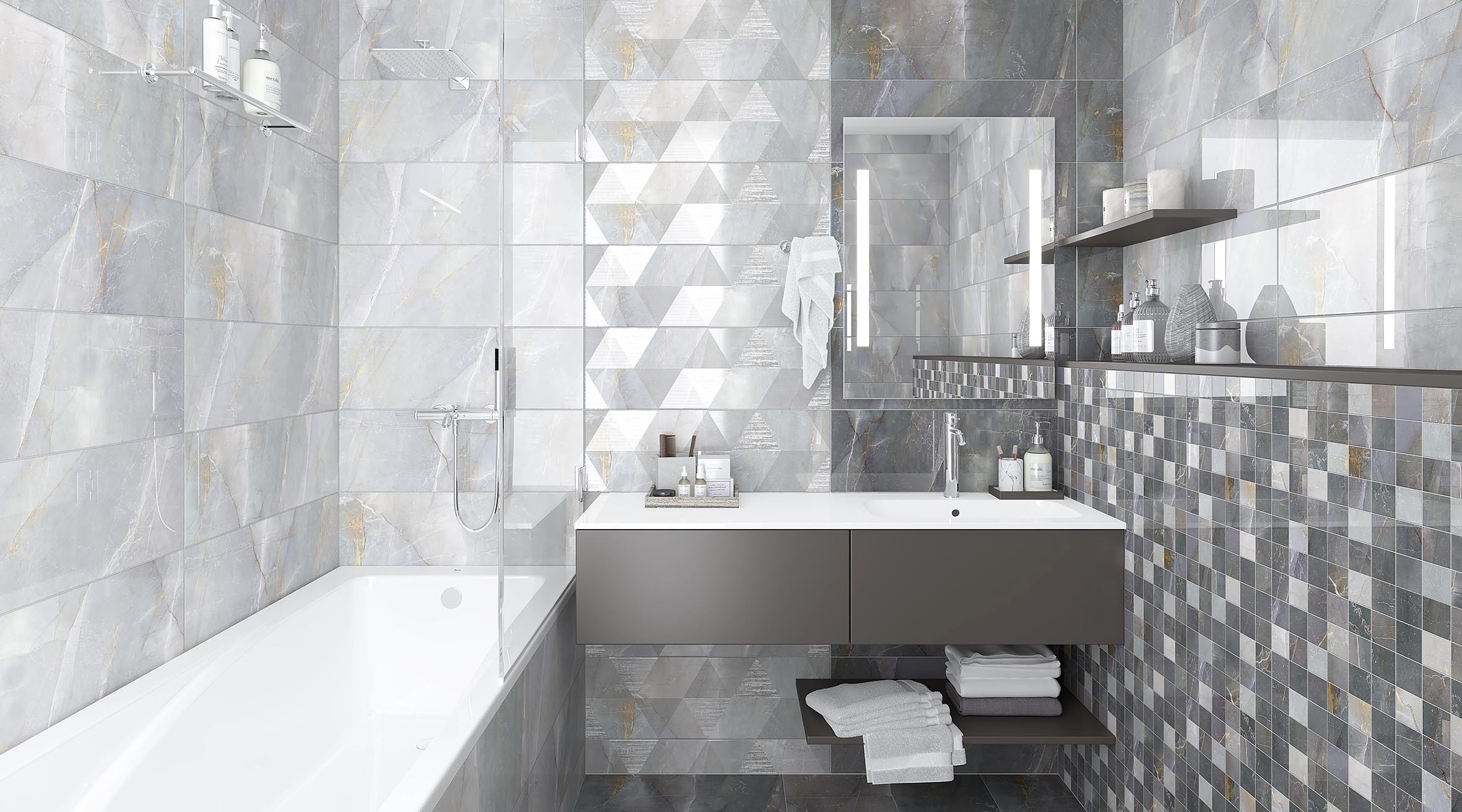 Изображение товара Керамическая плитка Laparet Shade х9999281567 25x75см 1.69 м² цвет серый, цена за упаковку